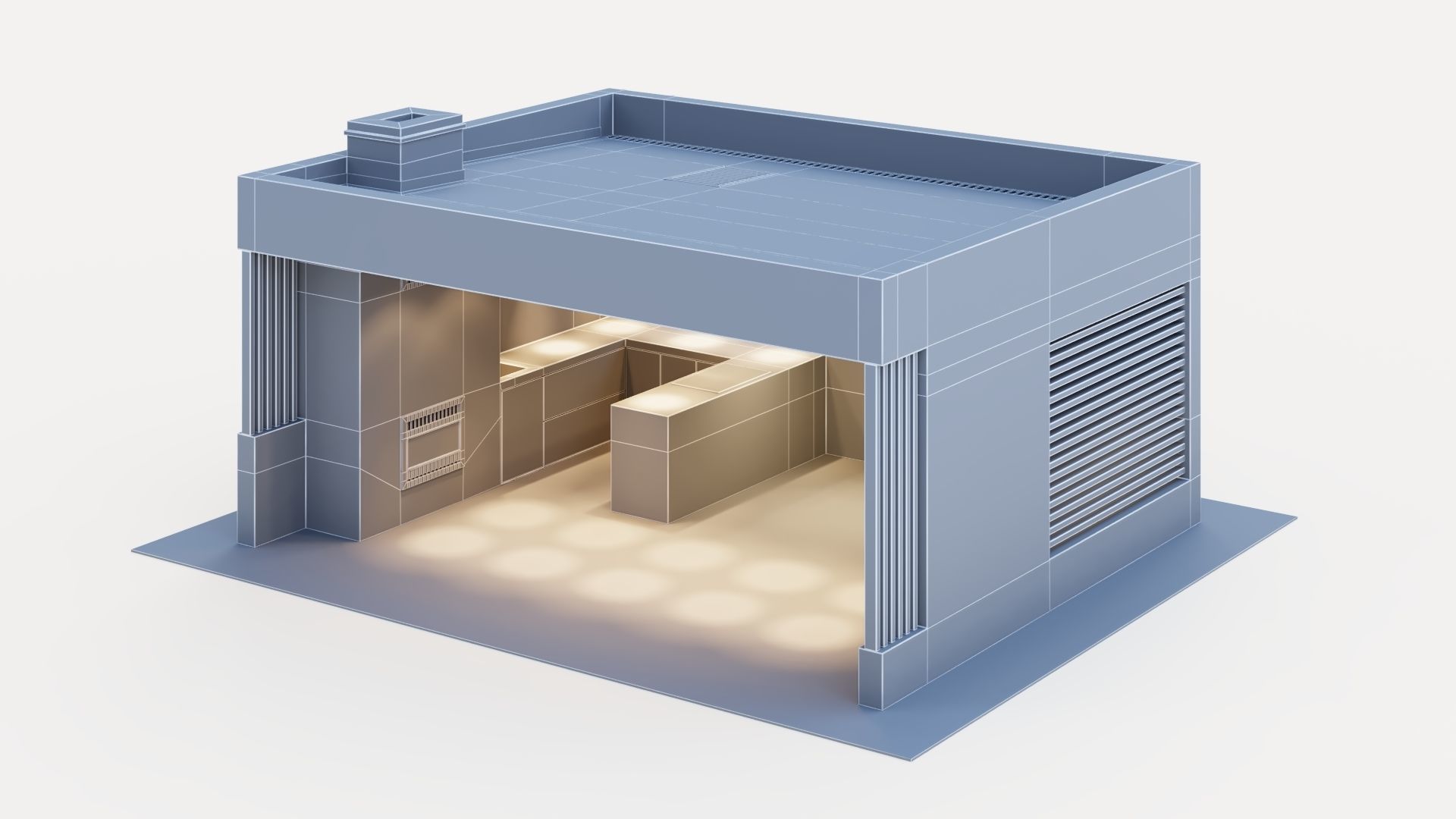 Gazebo with fireplace and summer kitchen 3D model_34