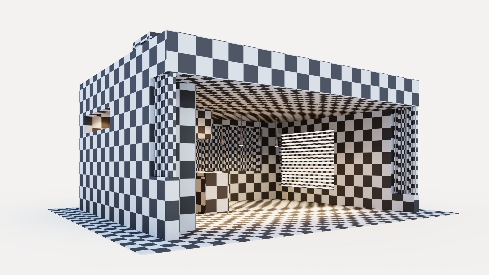 Gazebo with fireplace and summer kitchen 3D model_48