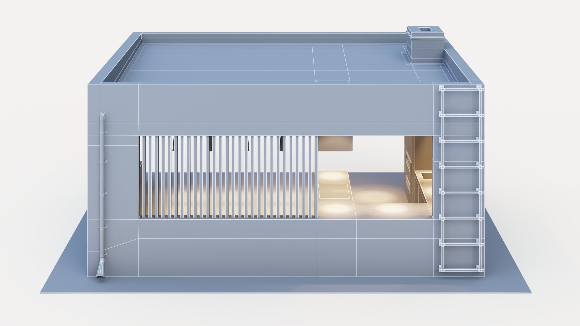 Gazebo with fireplace and summer kitchen 3D model_38