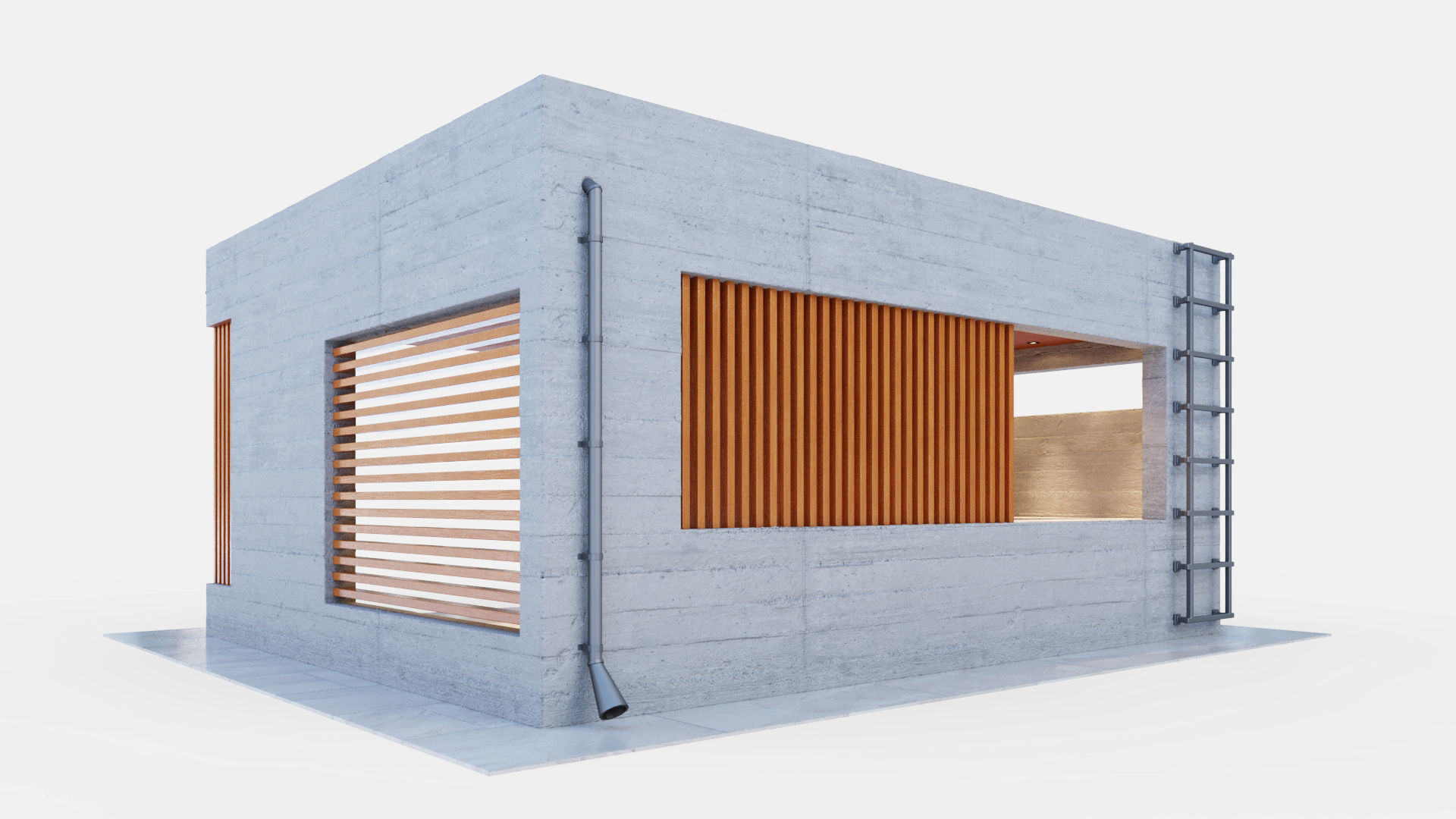 Gazebo with fireplace and summer kitchen 3D model_6