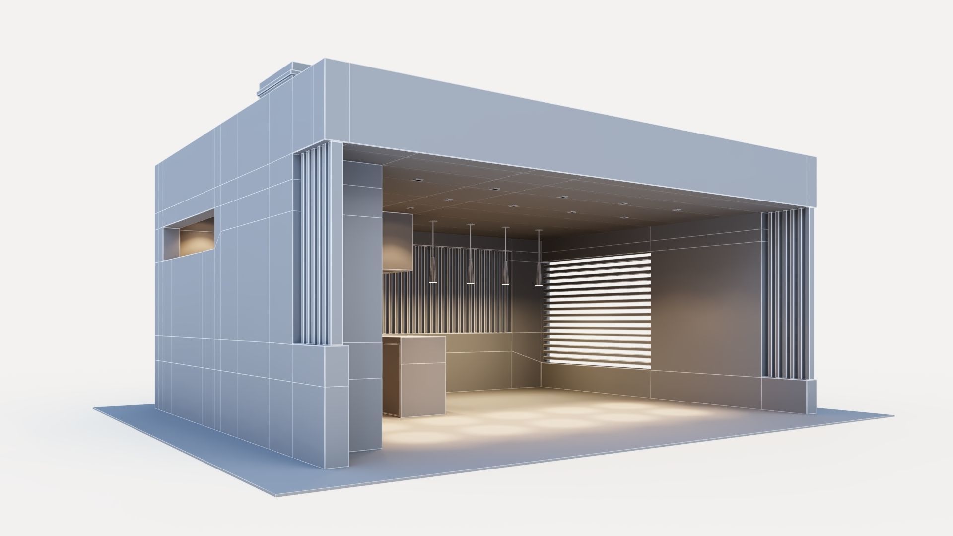 Gazebo with fireplace and summer kitchen 3D model_28