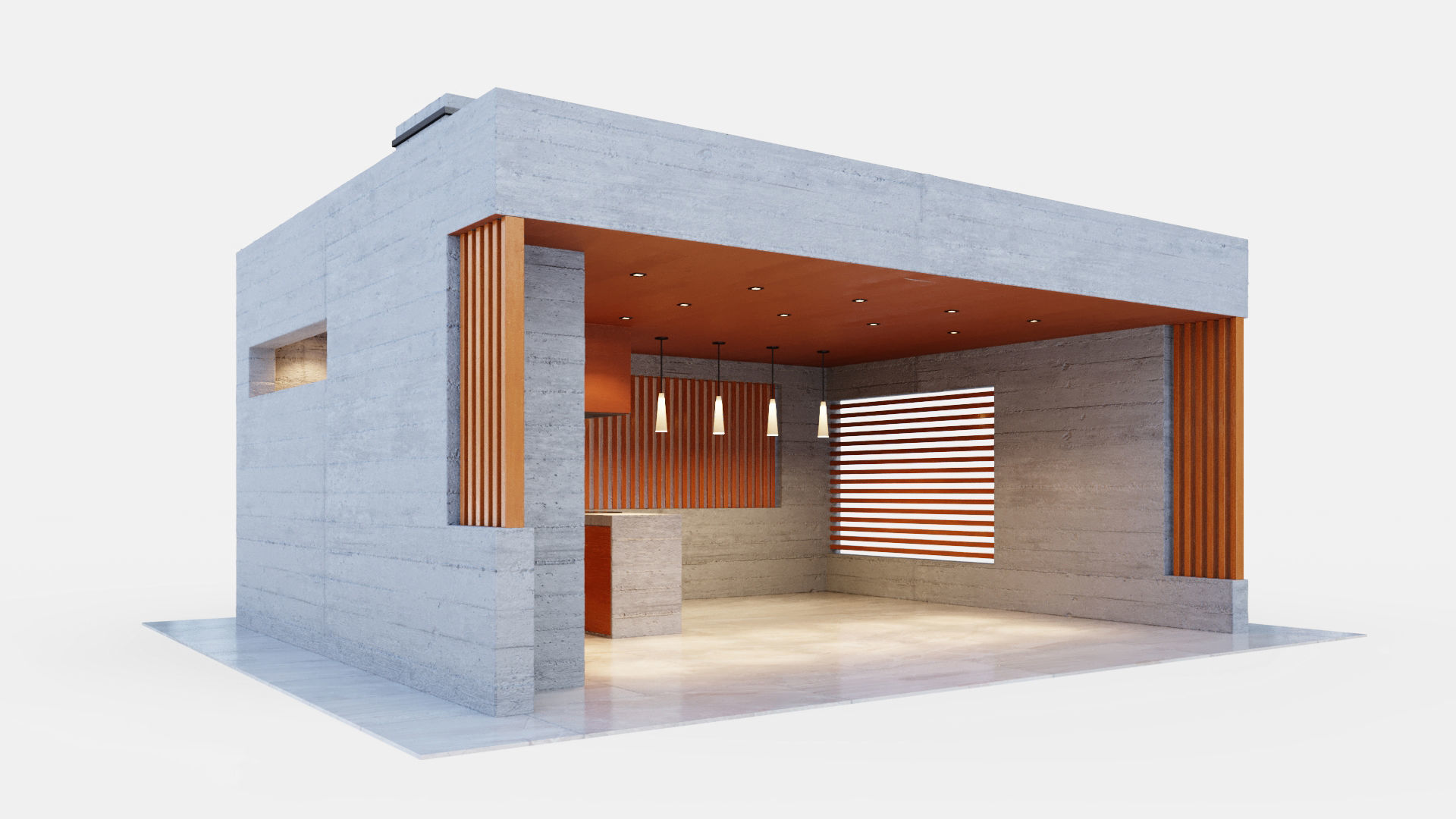 Gazebo with fireplace and summer kitchen 3D model_2