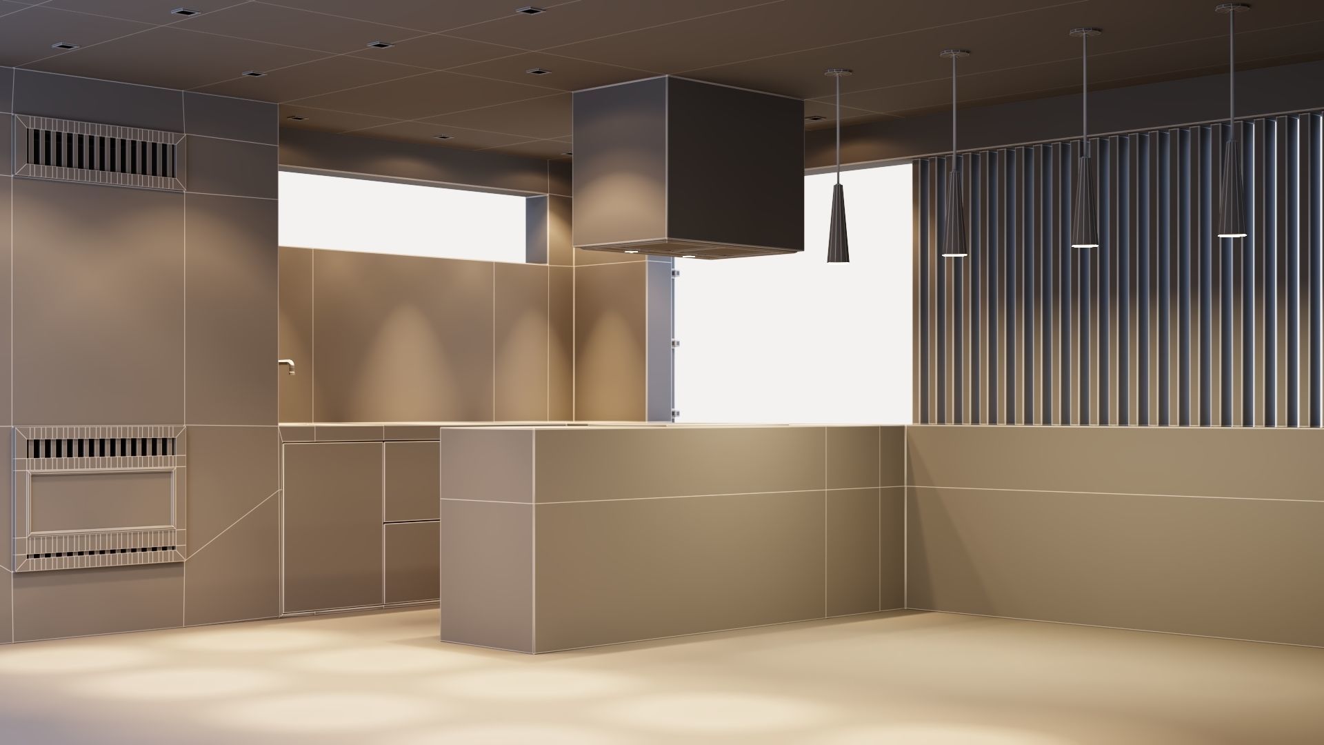 Gazebo with fireplace and summer kitchen 3D model_41