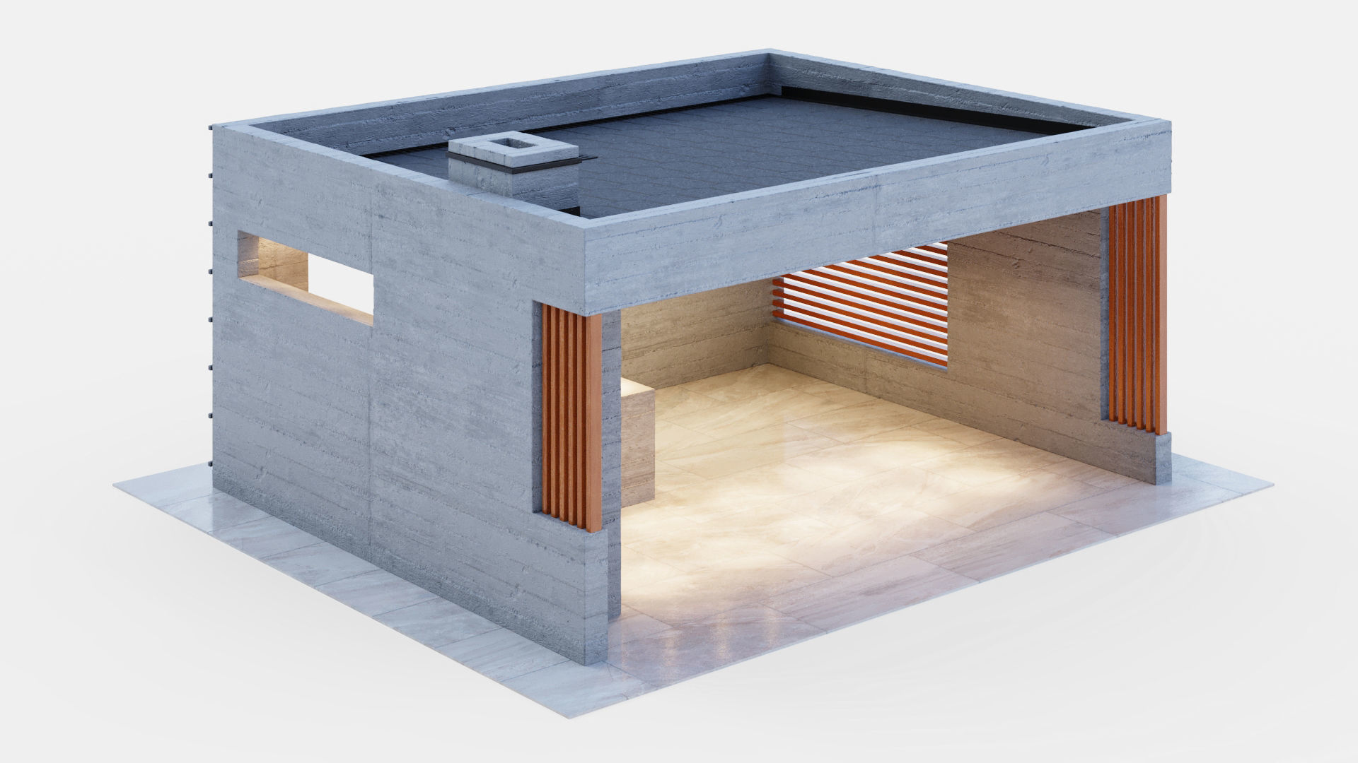 Gazebo with fireplace and summer kitchen 3D model_10