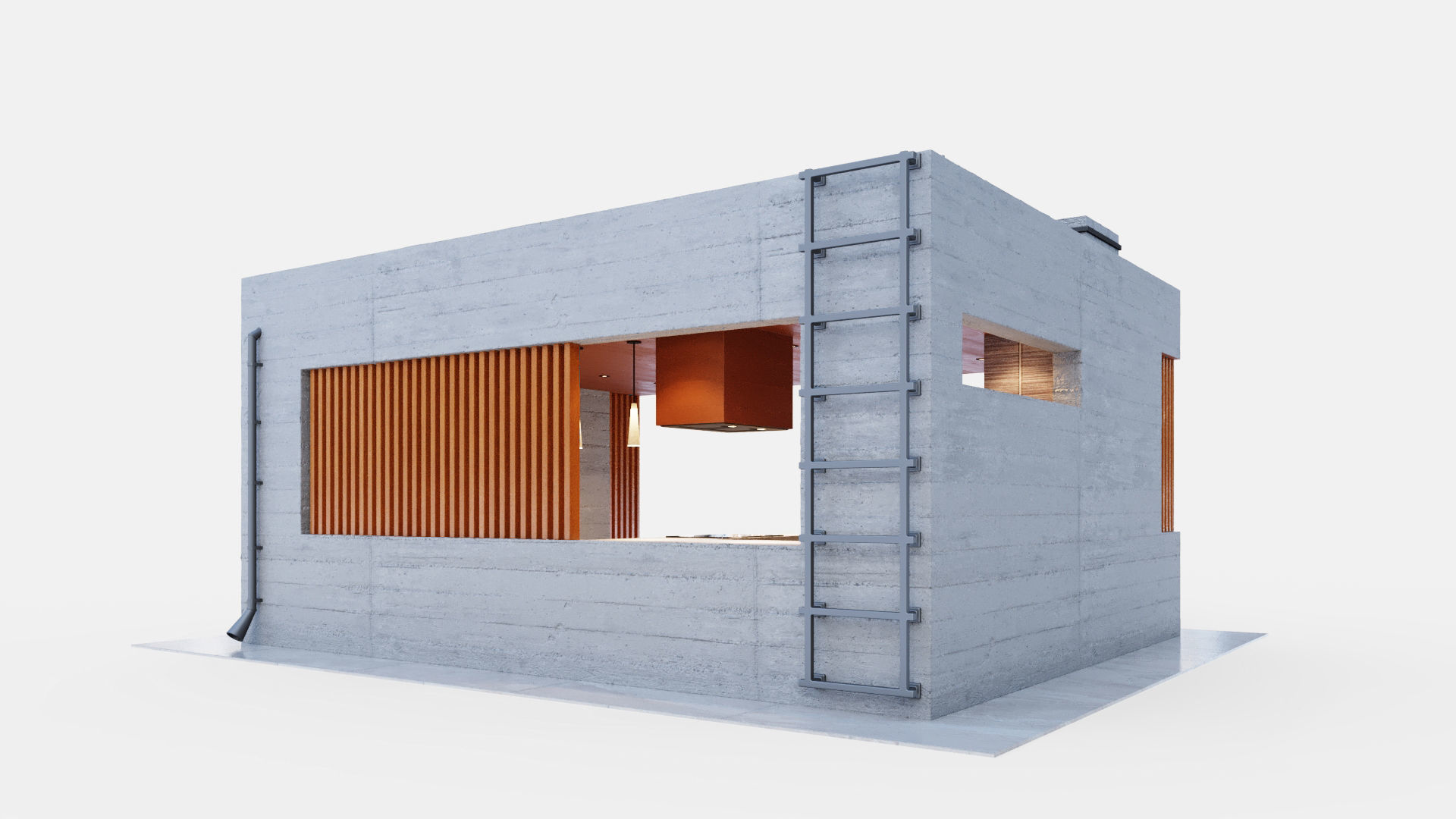 Gazebo with fireplace and summer kitchen 3D model_4