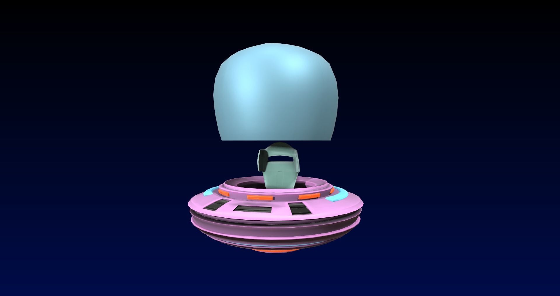 Cartoon Style UFO and Alien Sci-fi Game asset Low-poly 3D model_14