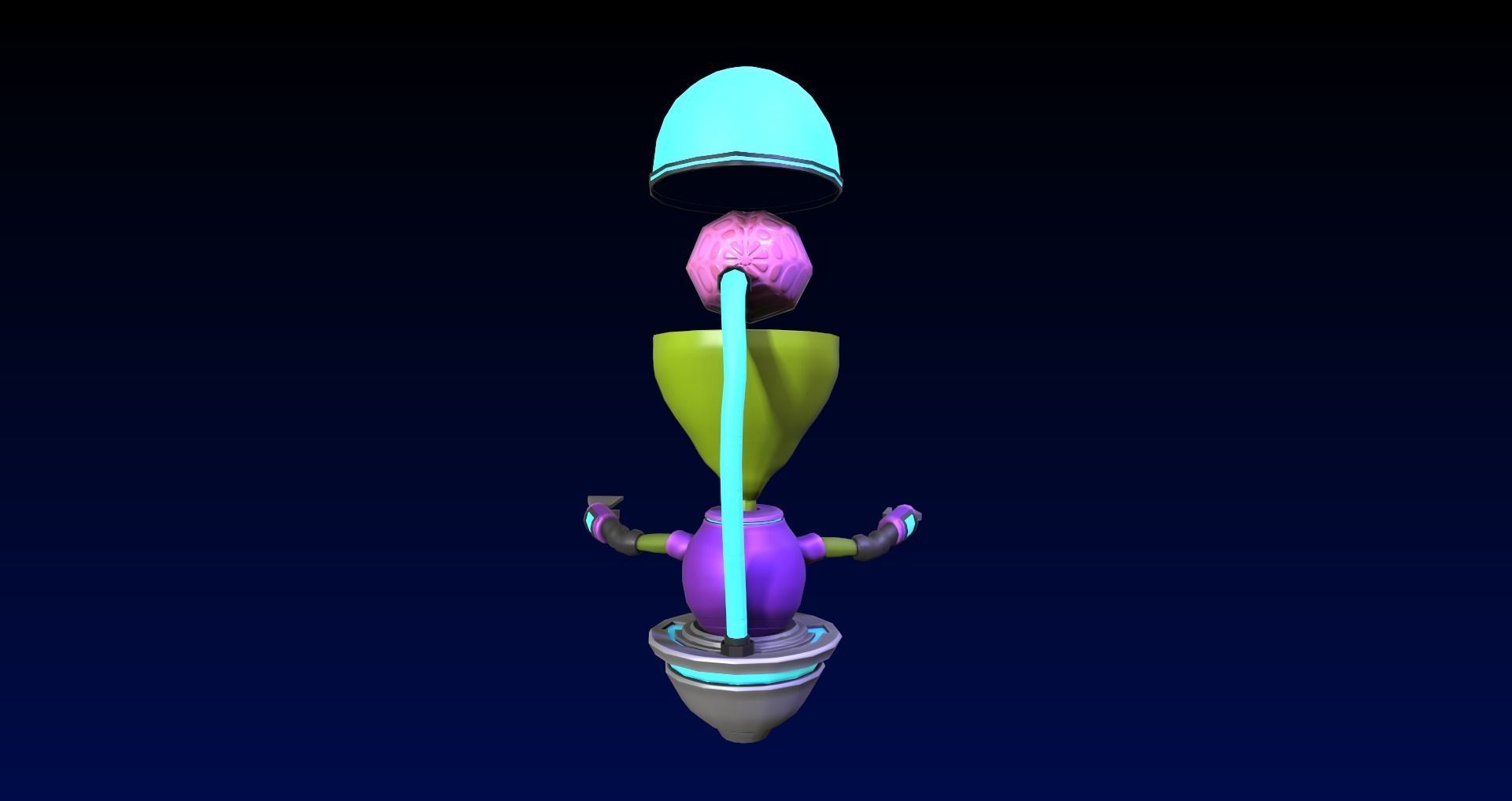 Cartoon Style UFO and Alien Sci-fi Game asset Low-poly 3D model_6