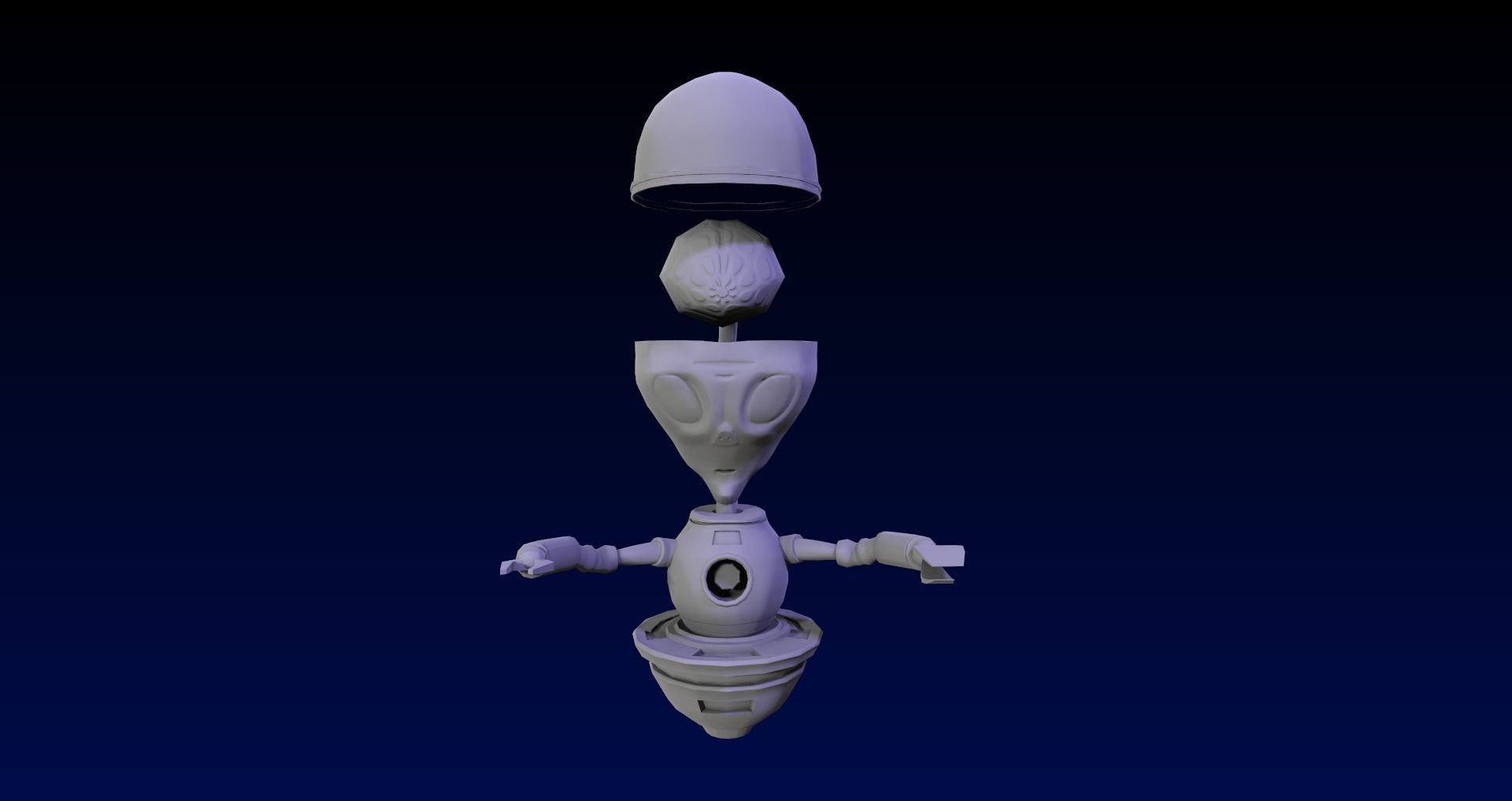 Cartoon Style UFO and Alien Sci-fi Game asset Low-poly 3D model_10