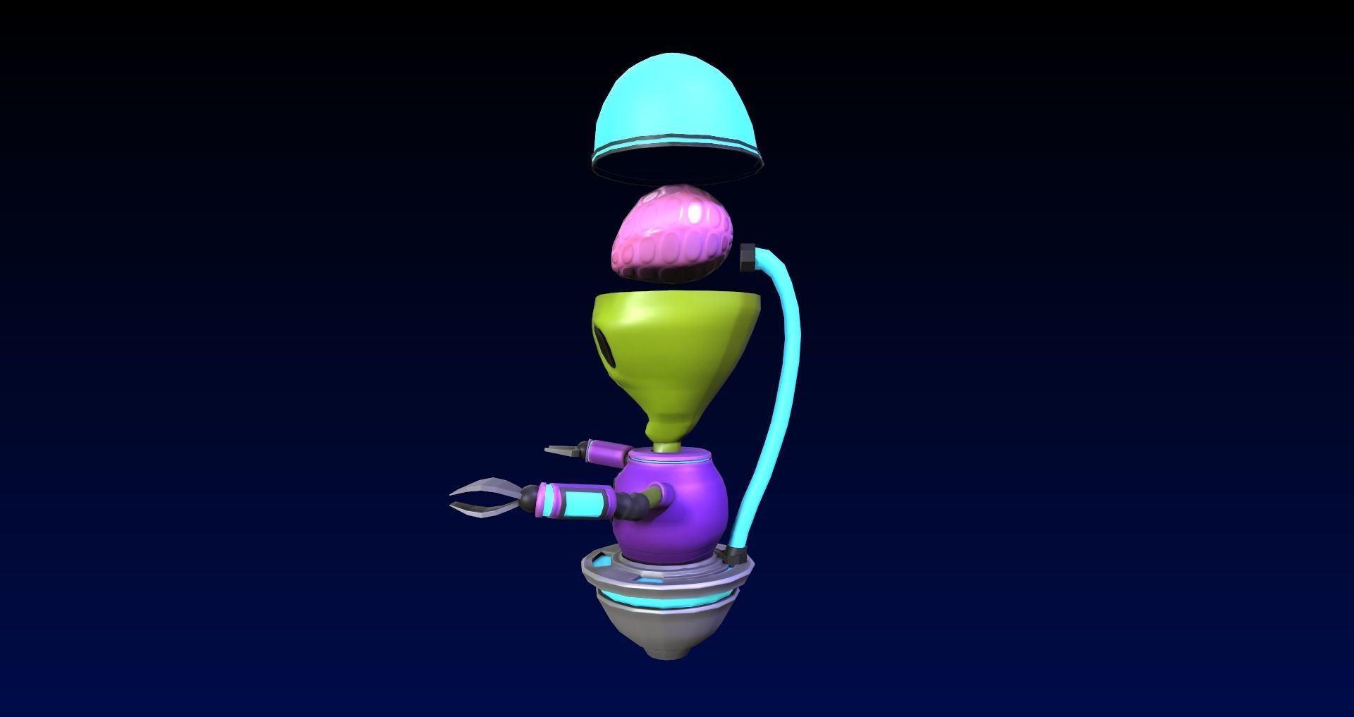 Cartoon Style UFO and Alien Sci-fi Game asset Low-poly 3D model_5