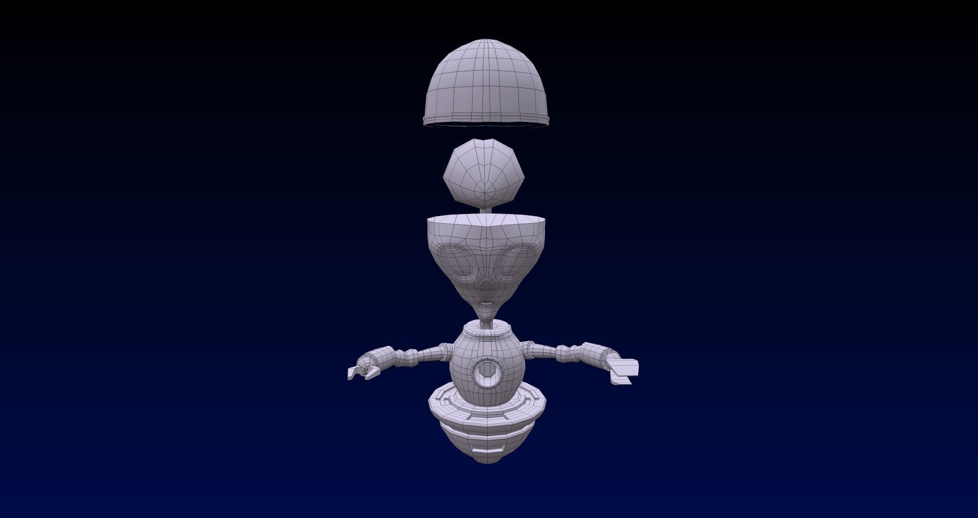 Cartoon Style UFO and Alien Sci-fi Game asset Low-poly 3D model_7