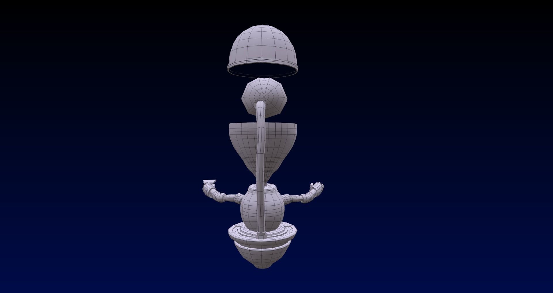 Cartoon Style UFO and Alien Sci-fi Game asset Low-poly 3D model_9