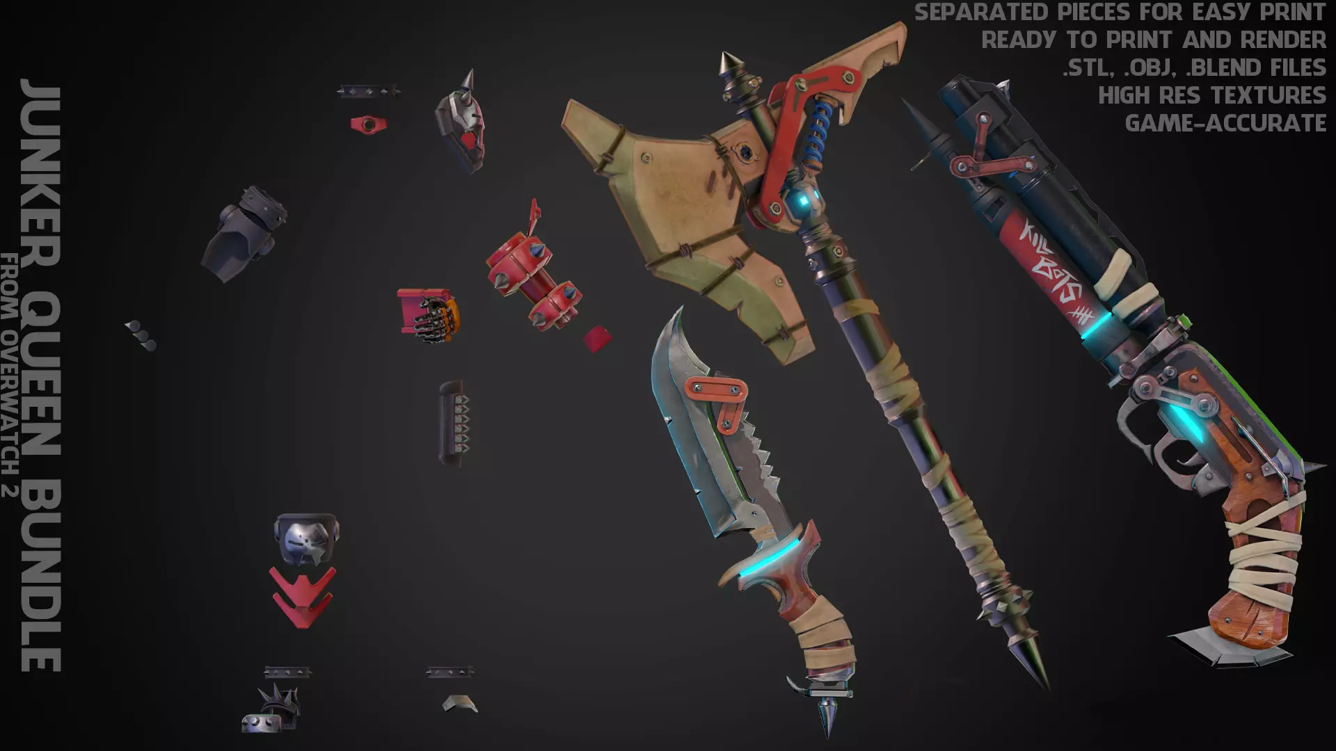 Overwatch 2 Junker Queen Full Bundle for Cosplay 3D Model Collection_0