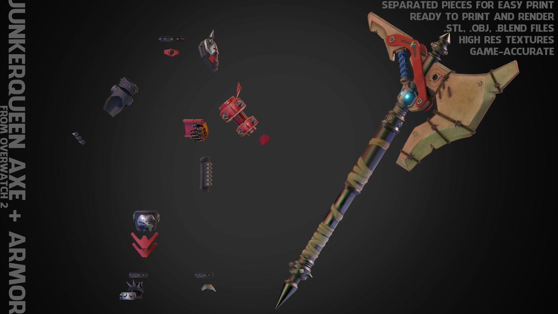 Overwatch 2 Junker Queen Full Bundle for Cosplay 3D Model Collection_5