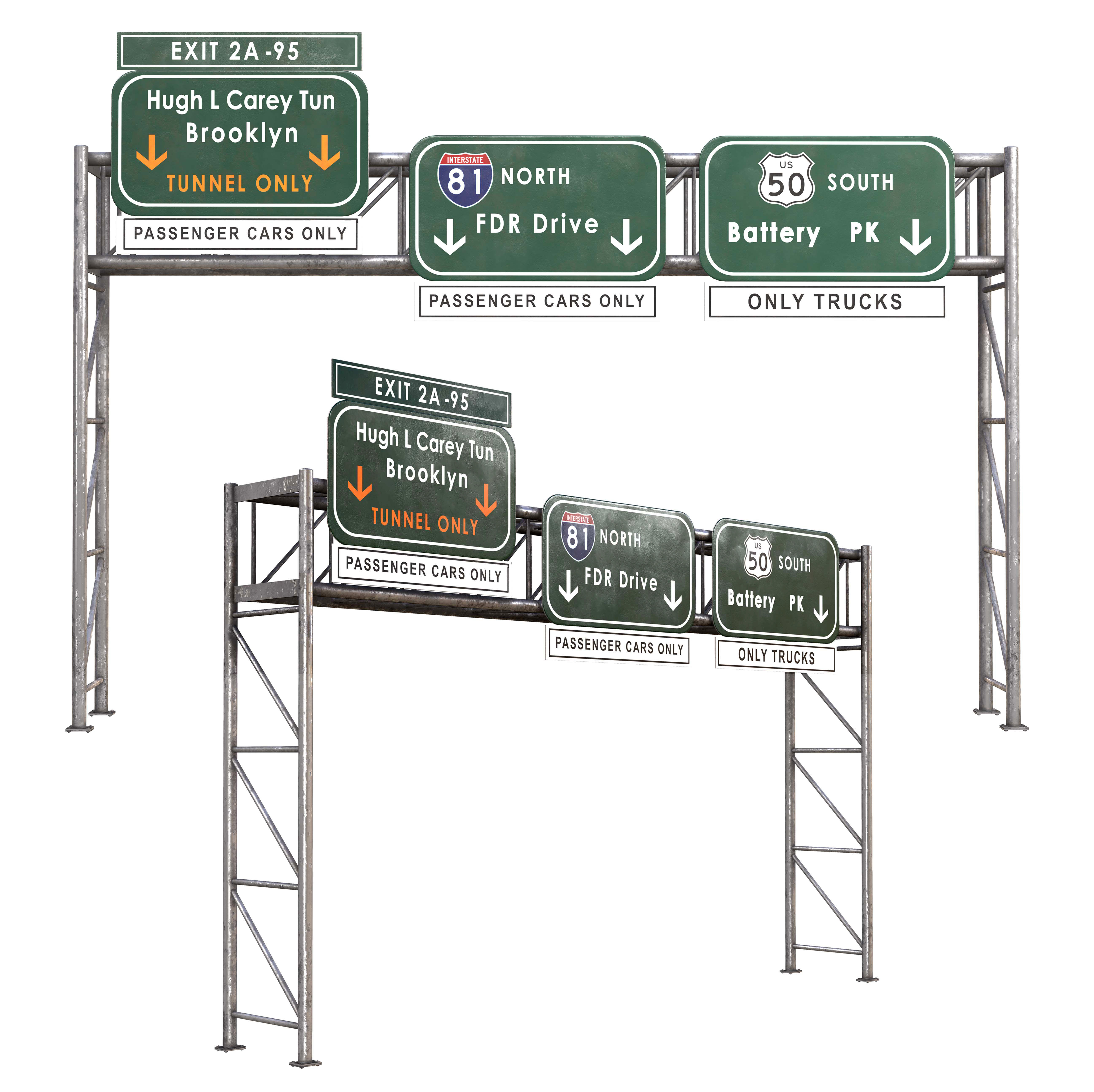 Highway and Street Sign Low-poly 3D model_1