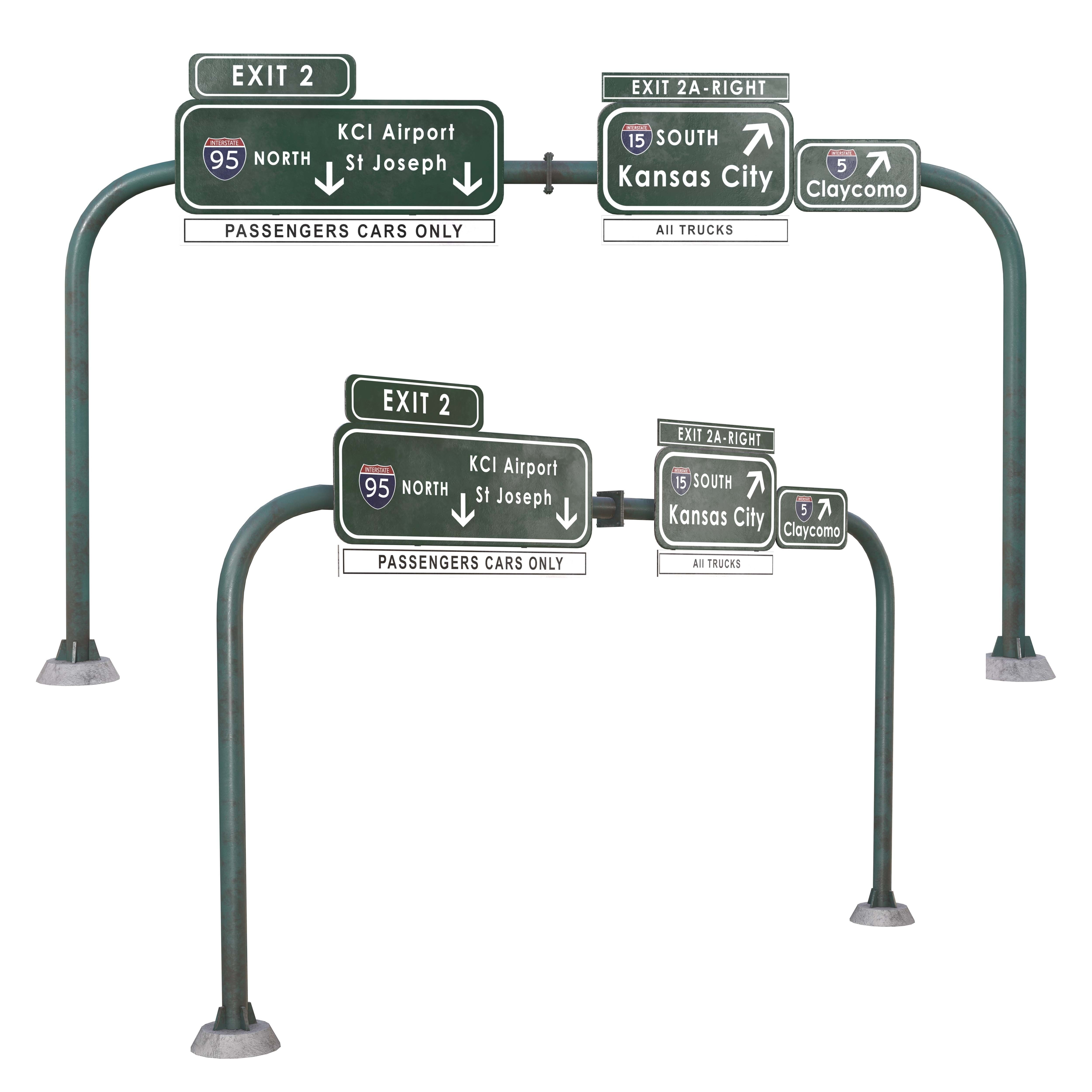 Highway and Street Sign Low-poly 3D model_2