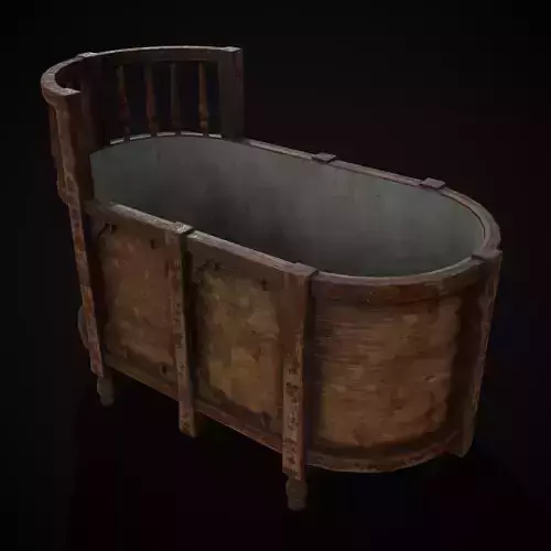 Rustic Medieval Wood Bathtub  Low-poly 3D model