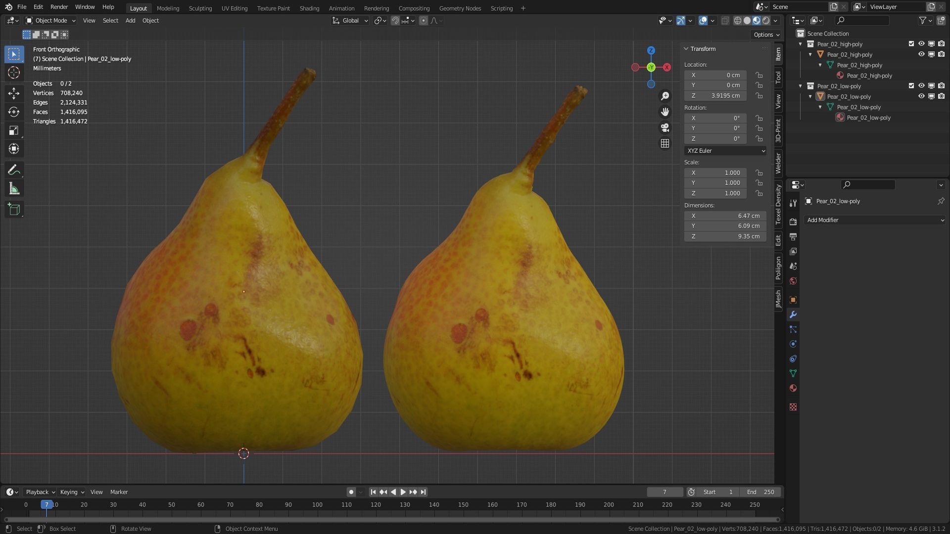 Pear 02 Low-poly 3D model_32