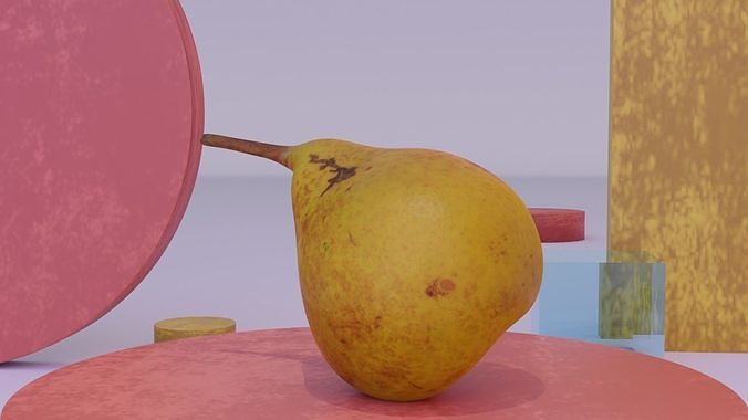 Pear 02 Low-poly 3D model 7