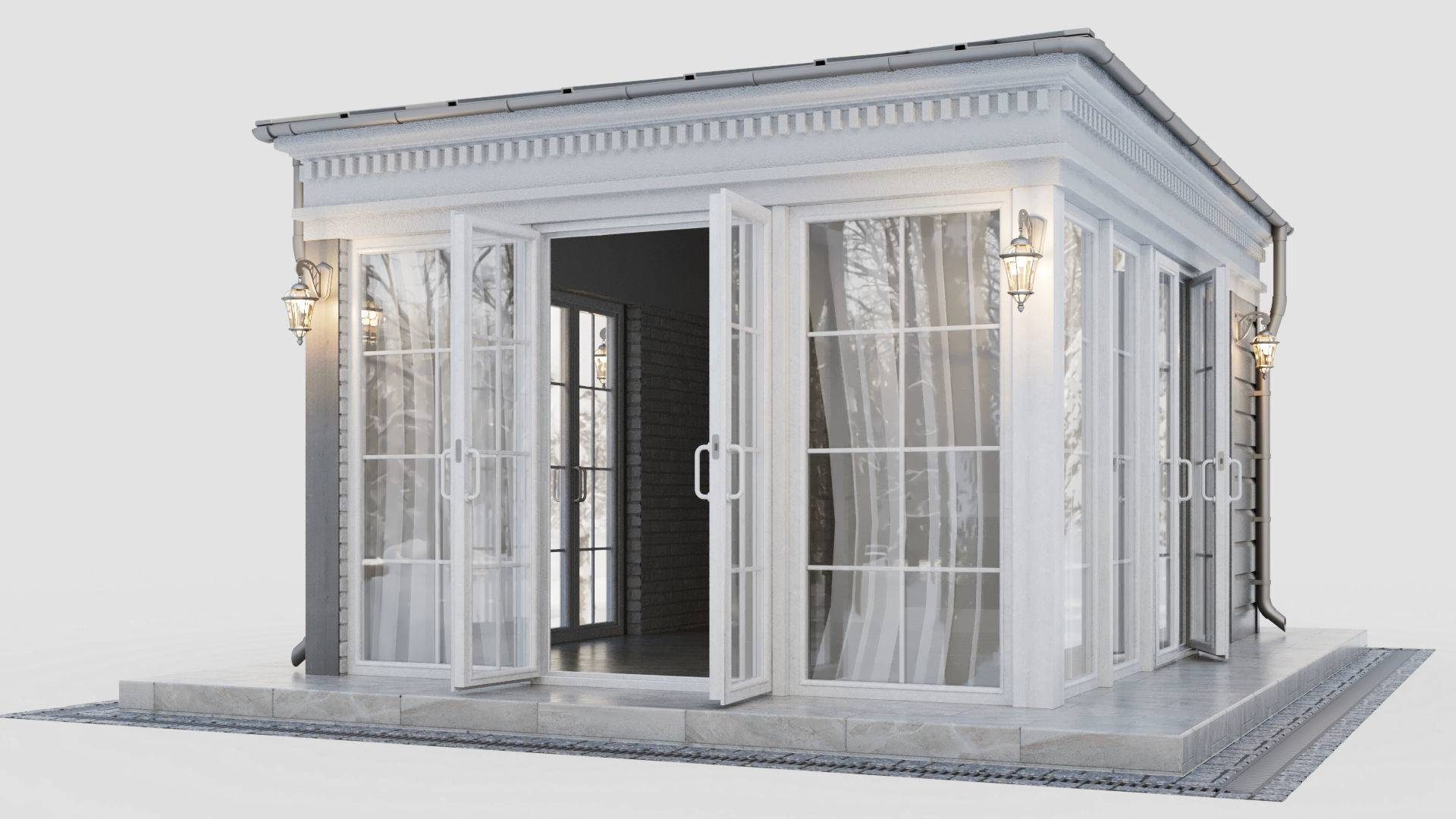 All-season gazebo-pavilion 3D model_2