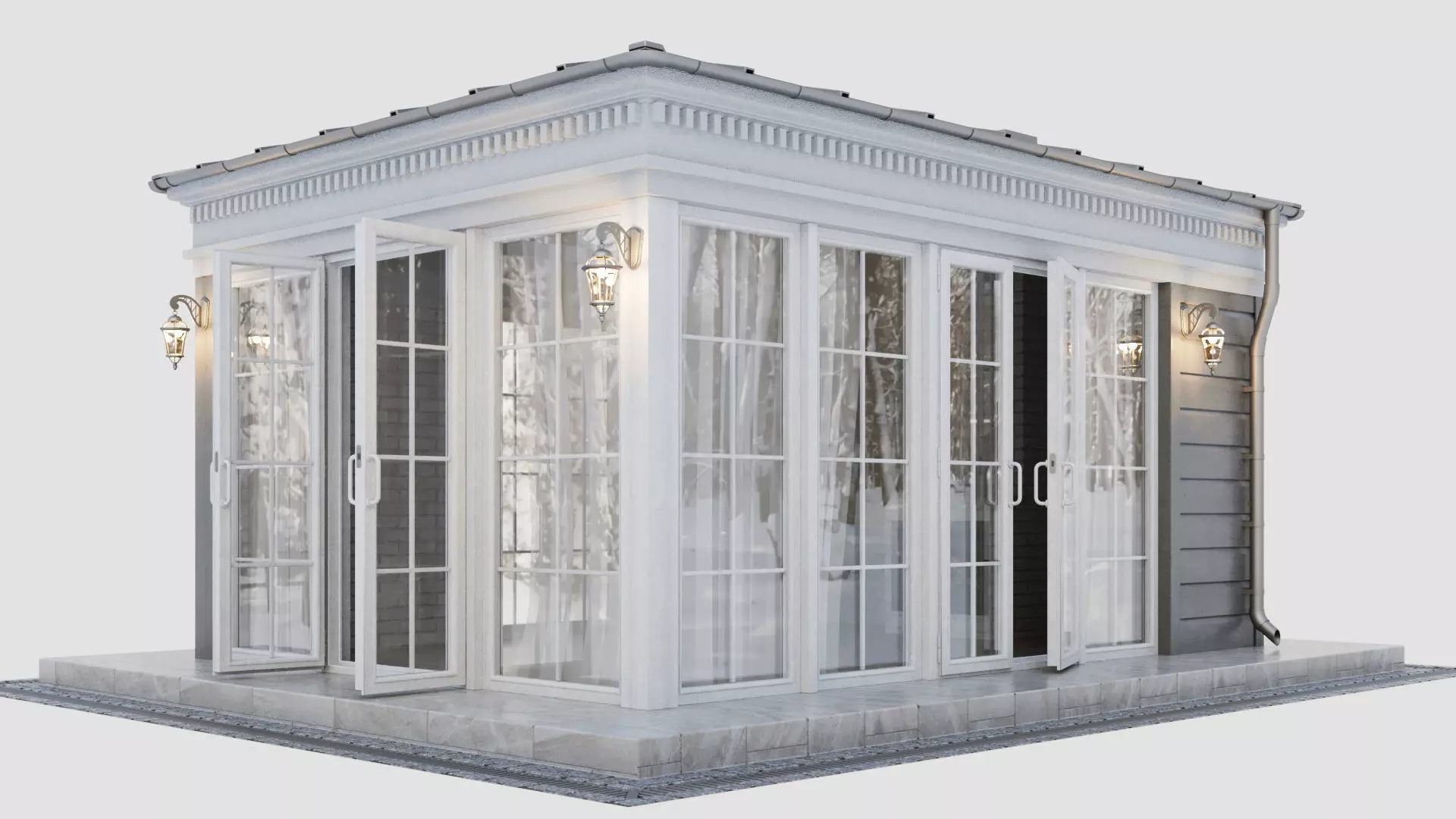 All-season gazebo-pavilion 3D model_0