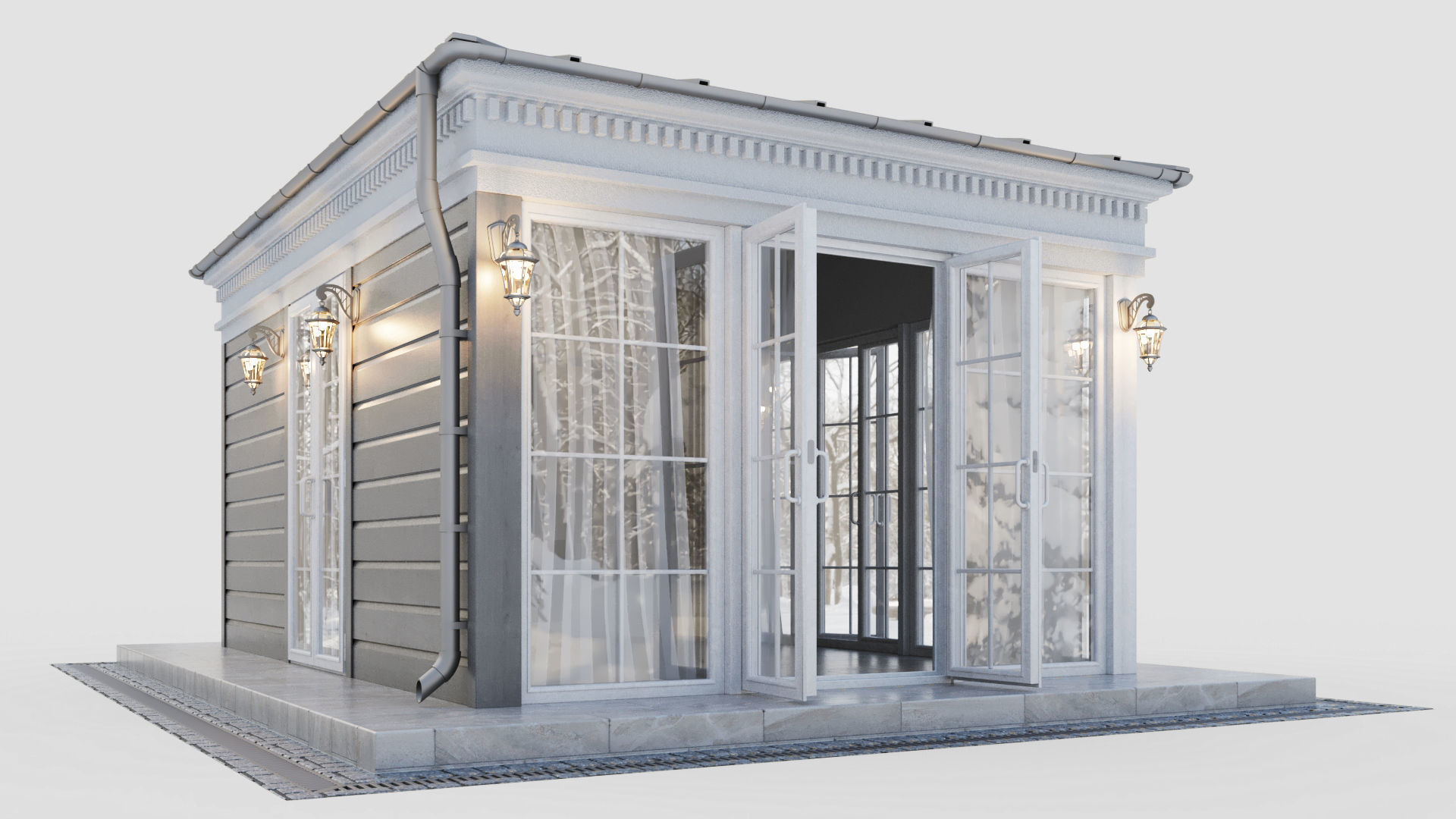 All-season gazebo-pavilion 3D model_9