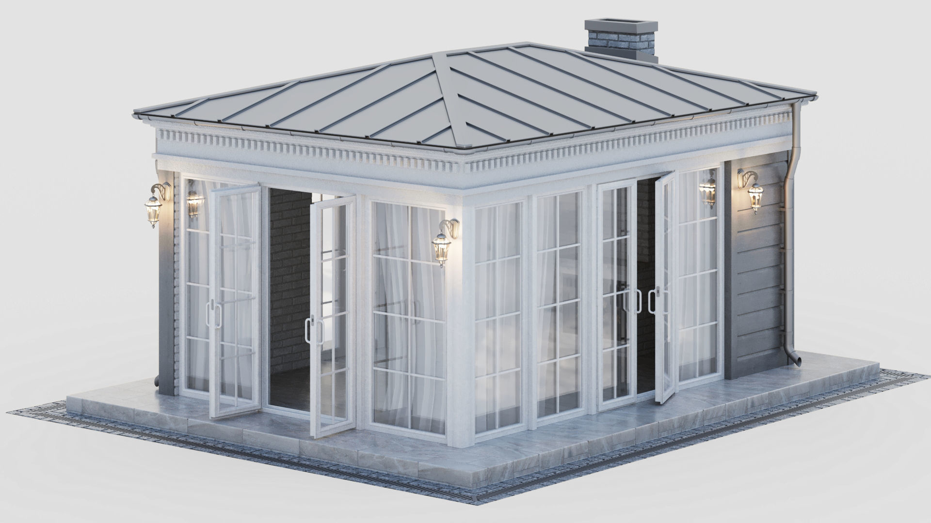 All-season gazebo-pavilion 3D model_11