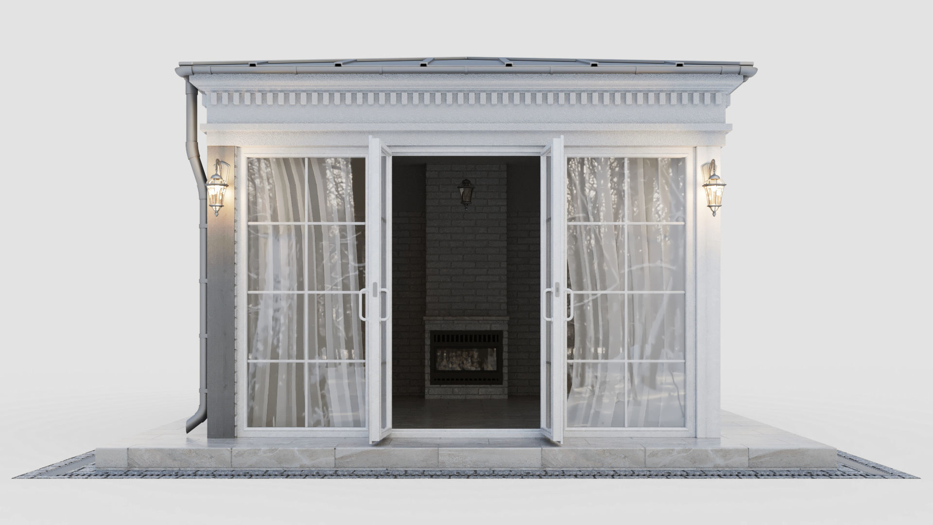 All-season gazebo-pavilion 3D model_1