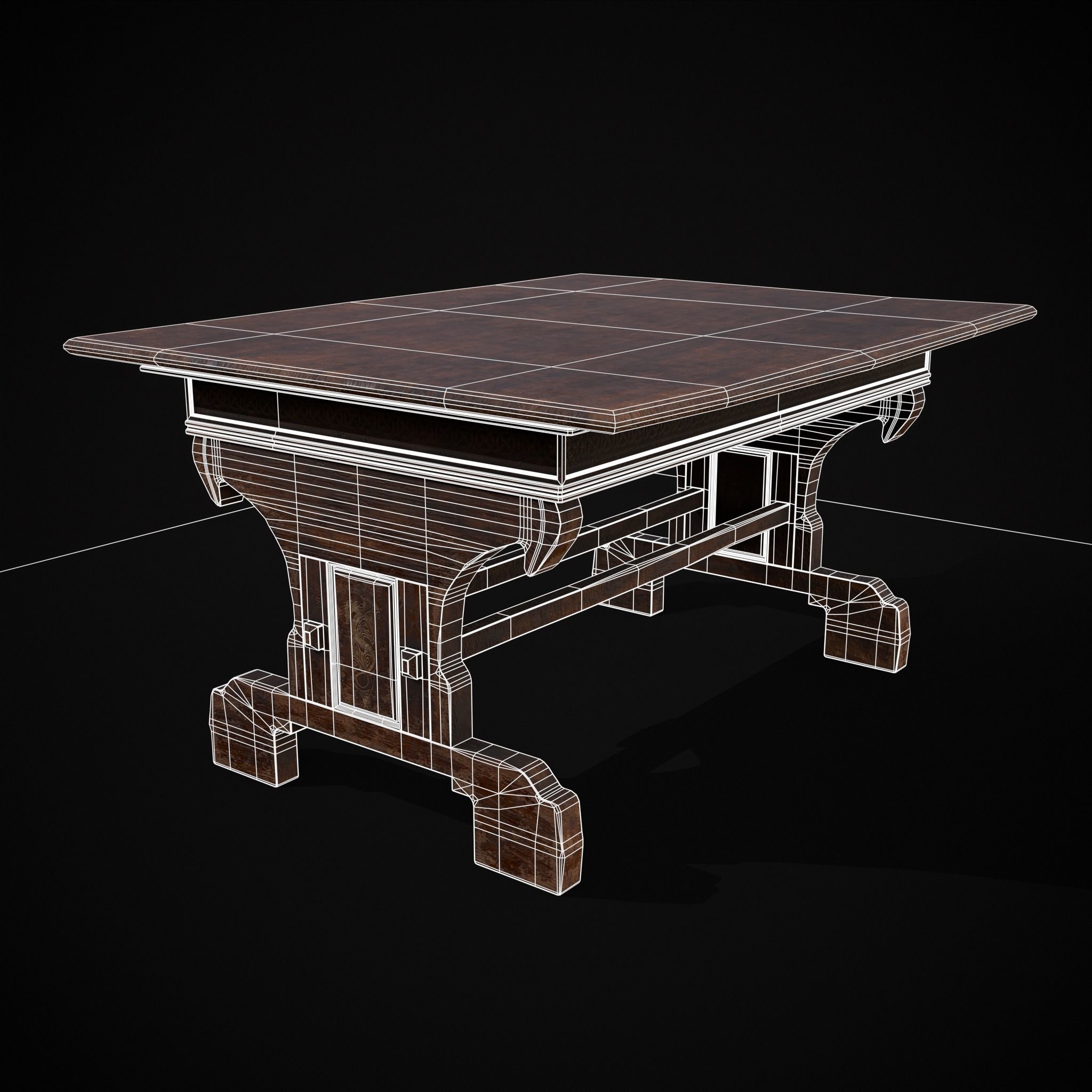 Rustic Elegant Medieval Reading Table Low-poly 3D model_31