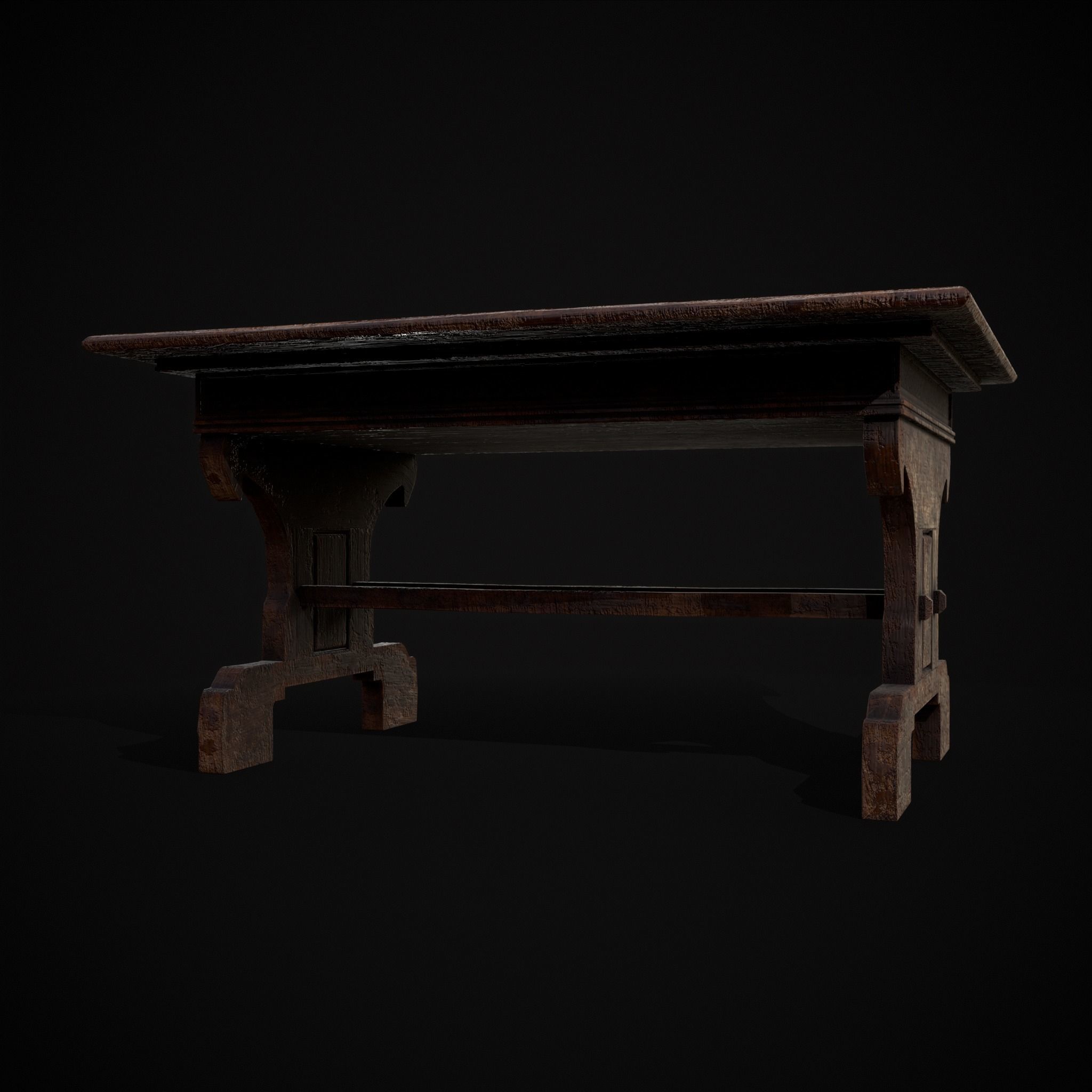 Rustic Elegant Medieval Reading Table Low-poly 3D model_24