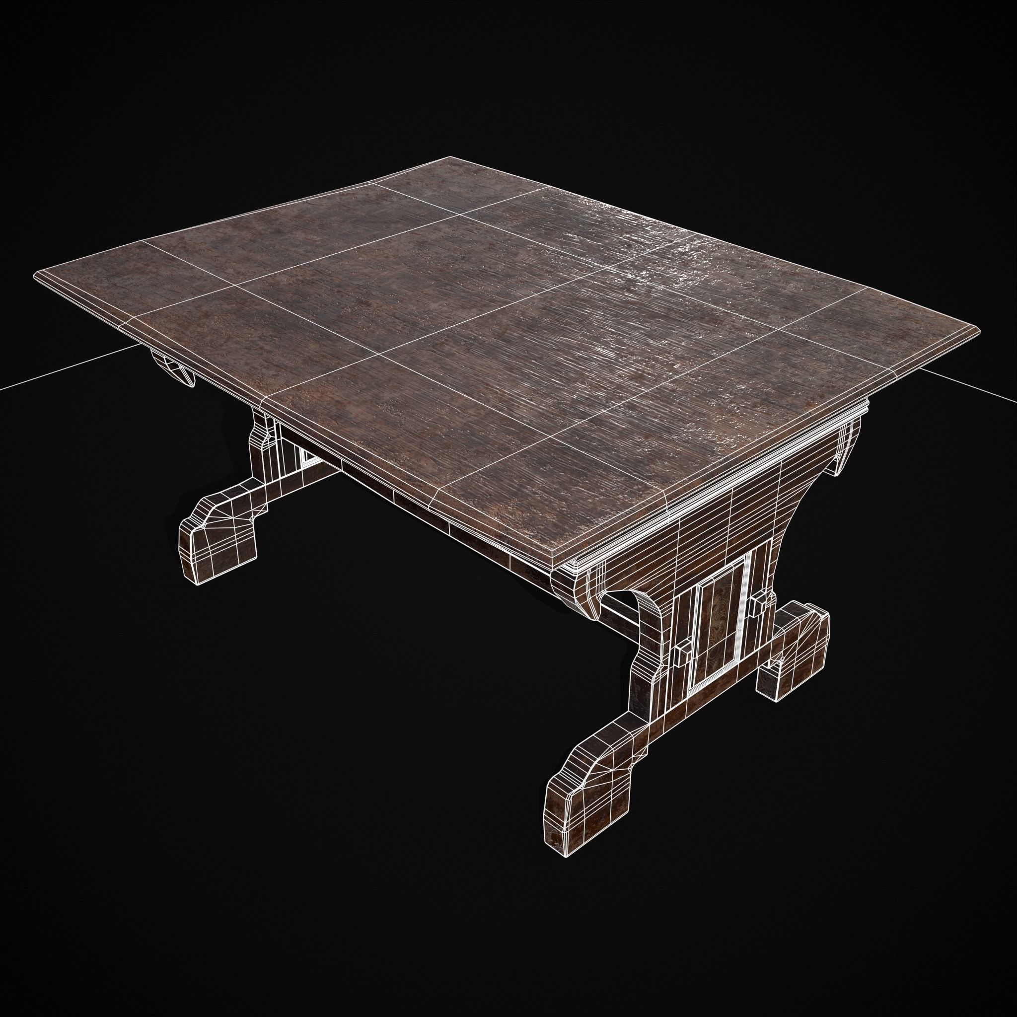 Rustic Elegant Medieval Reading Table Low-poly 3D model_15