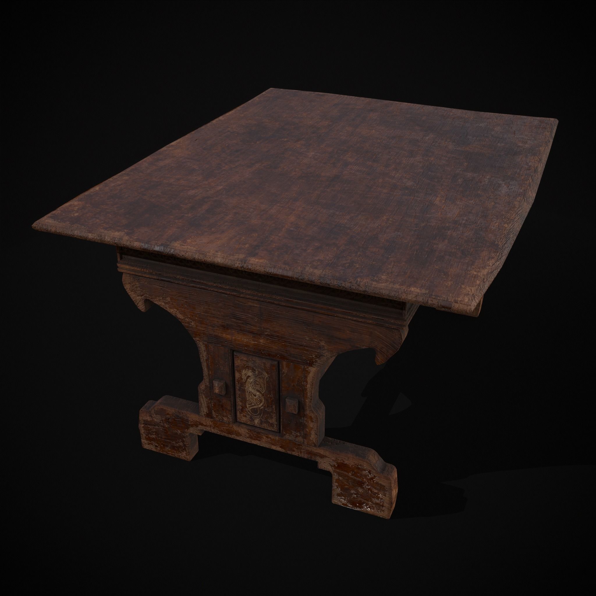 Rustic Elegant Medieval Reading Table Low-poly 3D model_20
