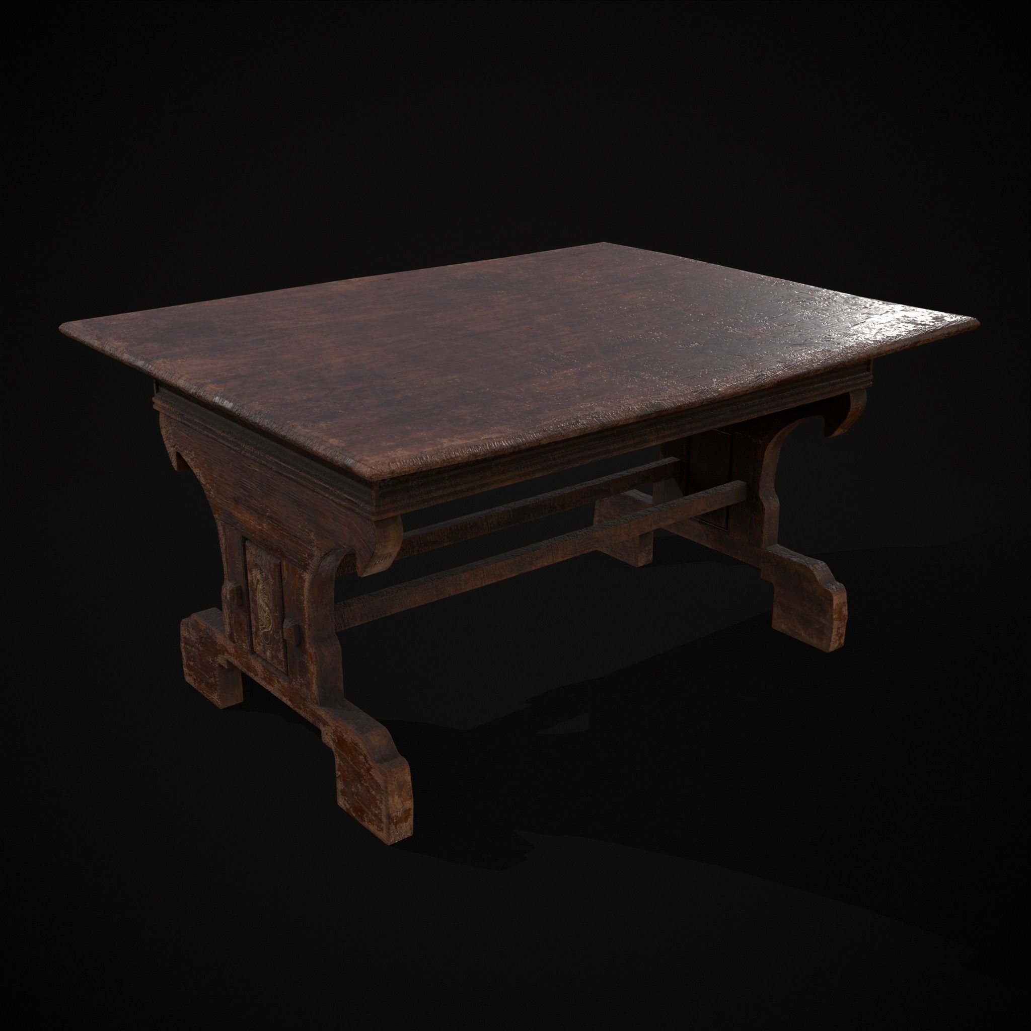 Rustic Elegant Medieval Reading Table Low-poly 3D model_6