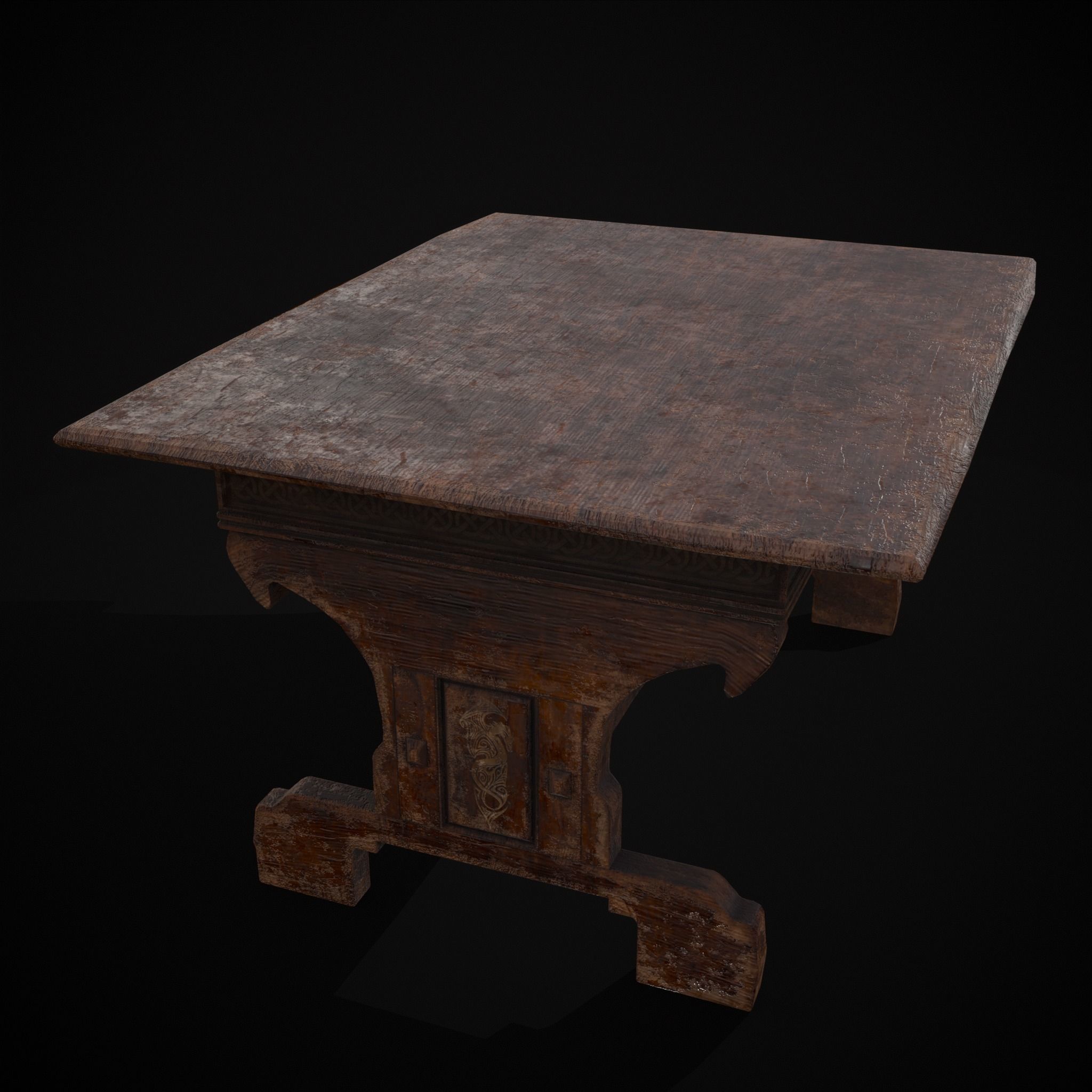 Rustic Elegant Medieval Reading Table Low-poly 3D model_12