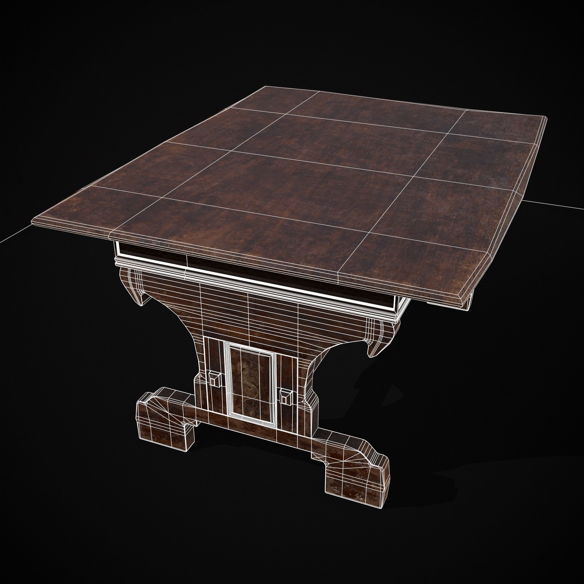 Rustic Elegant Medieval Reading Table Low-poly 3D model_21