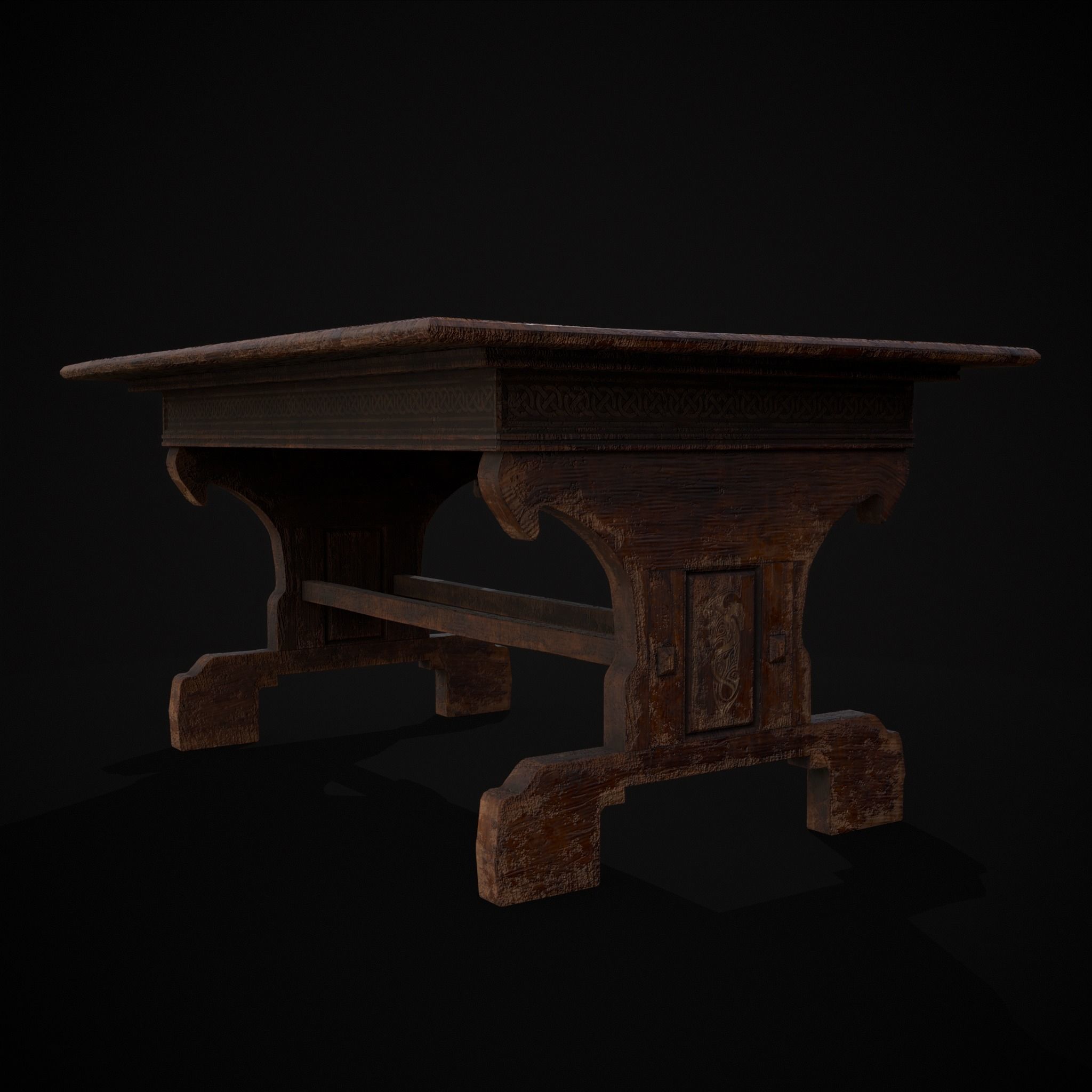 Rustic Elegant Medieval Reading Table Low-poly 3D model_28