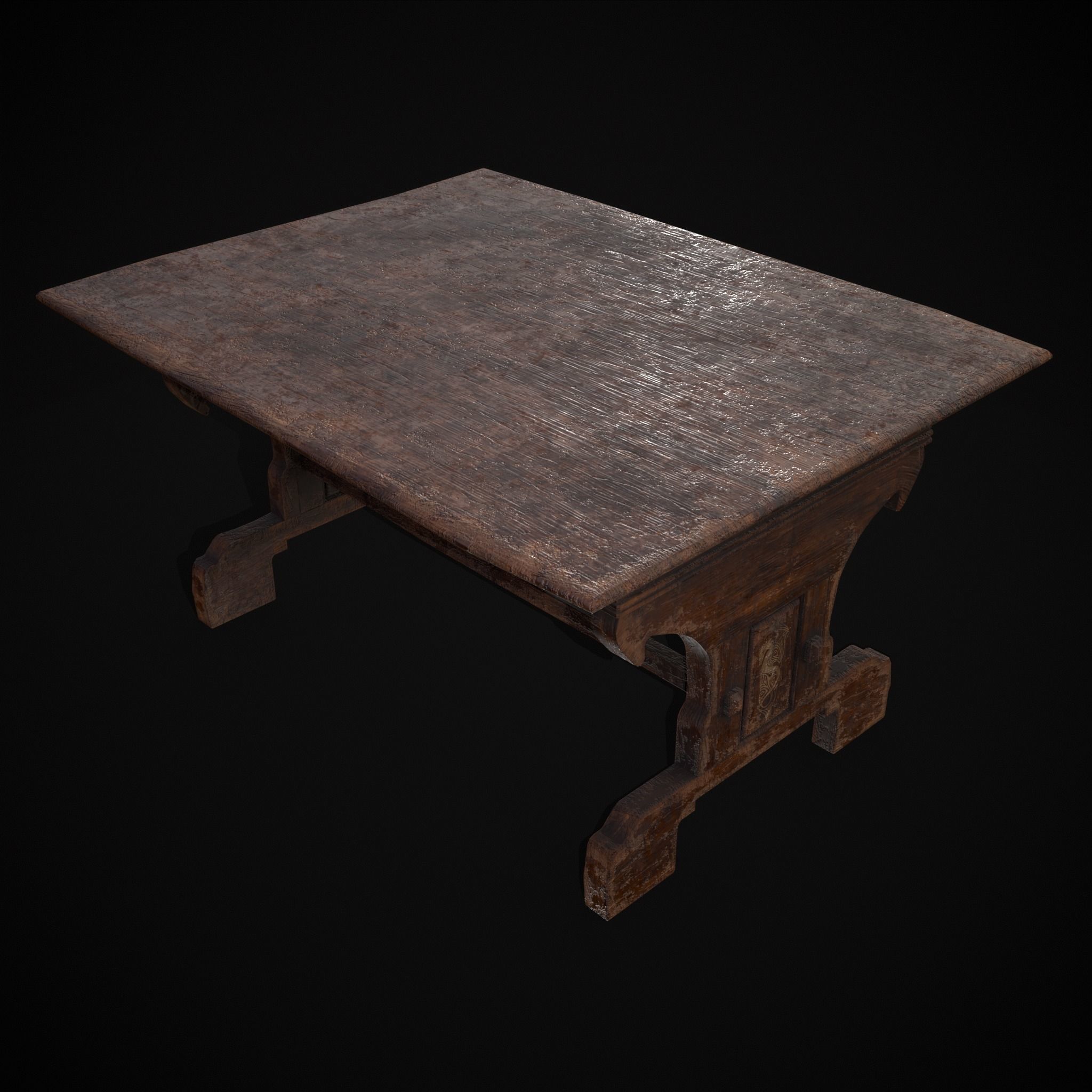 Rustic Elegant Medieval Reading Table Low-poly 3D model_14