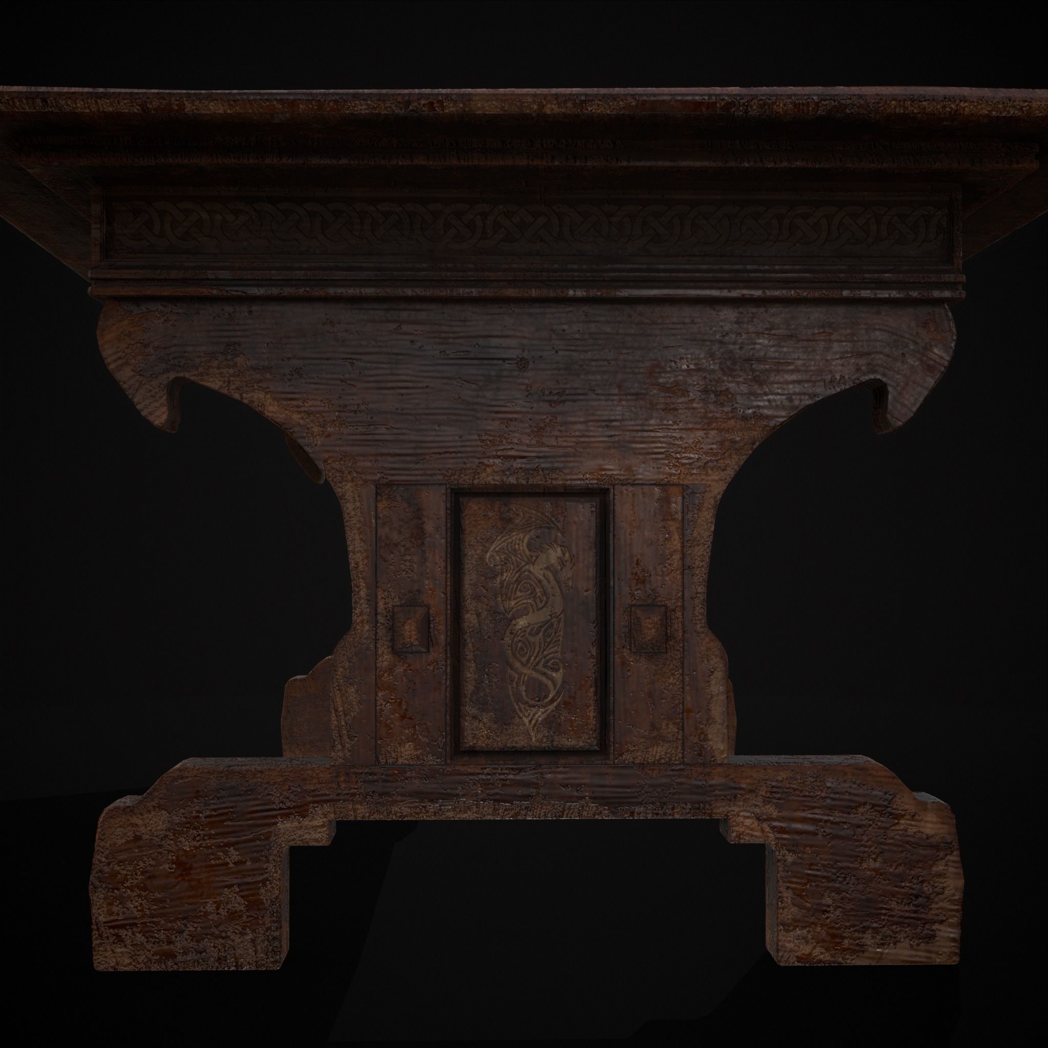 Rustic Elegant Medieval Reading Table Low-poly 3D model_8
