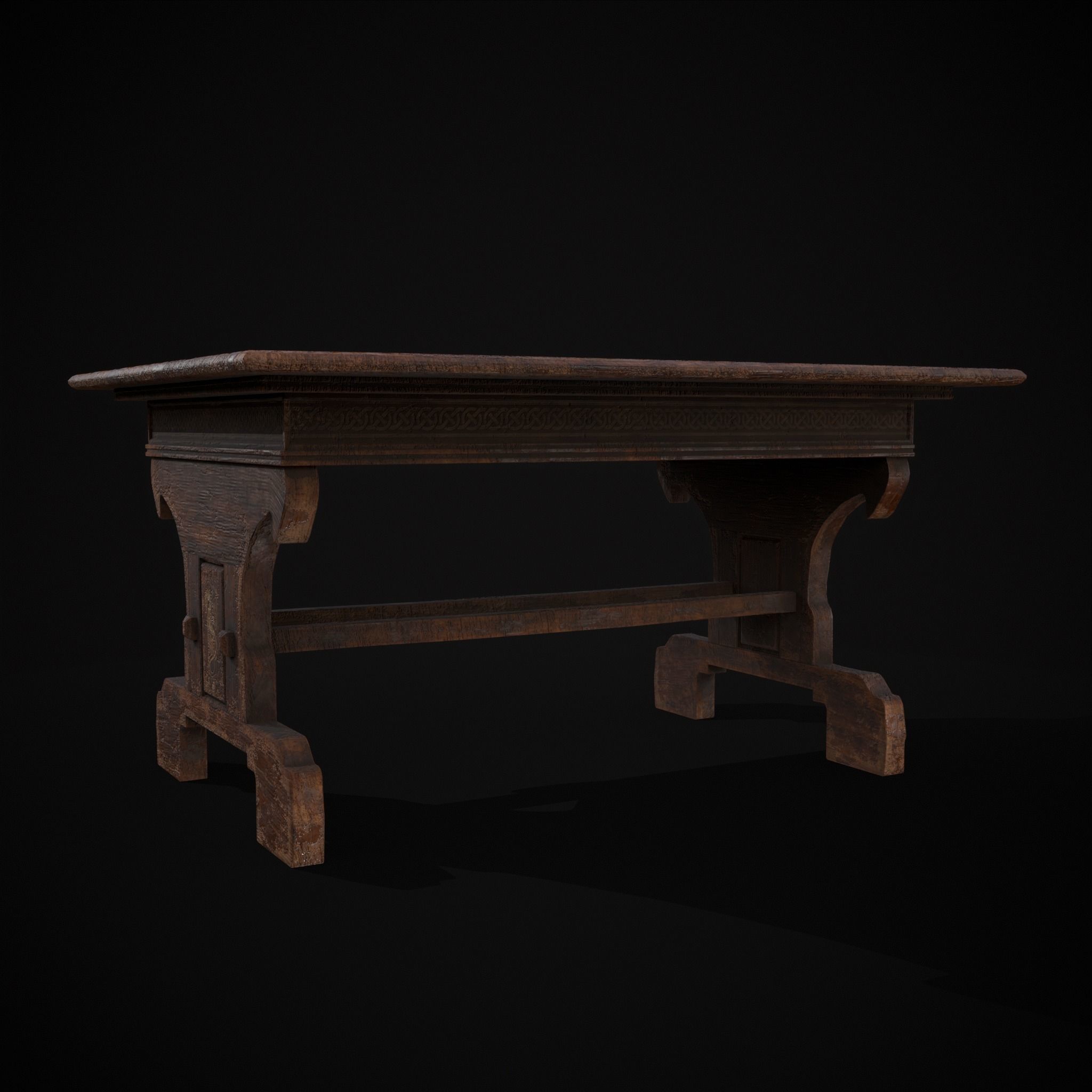 Rustic Elegant Medieval Reading Table Low-poly 3D model_18