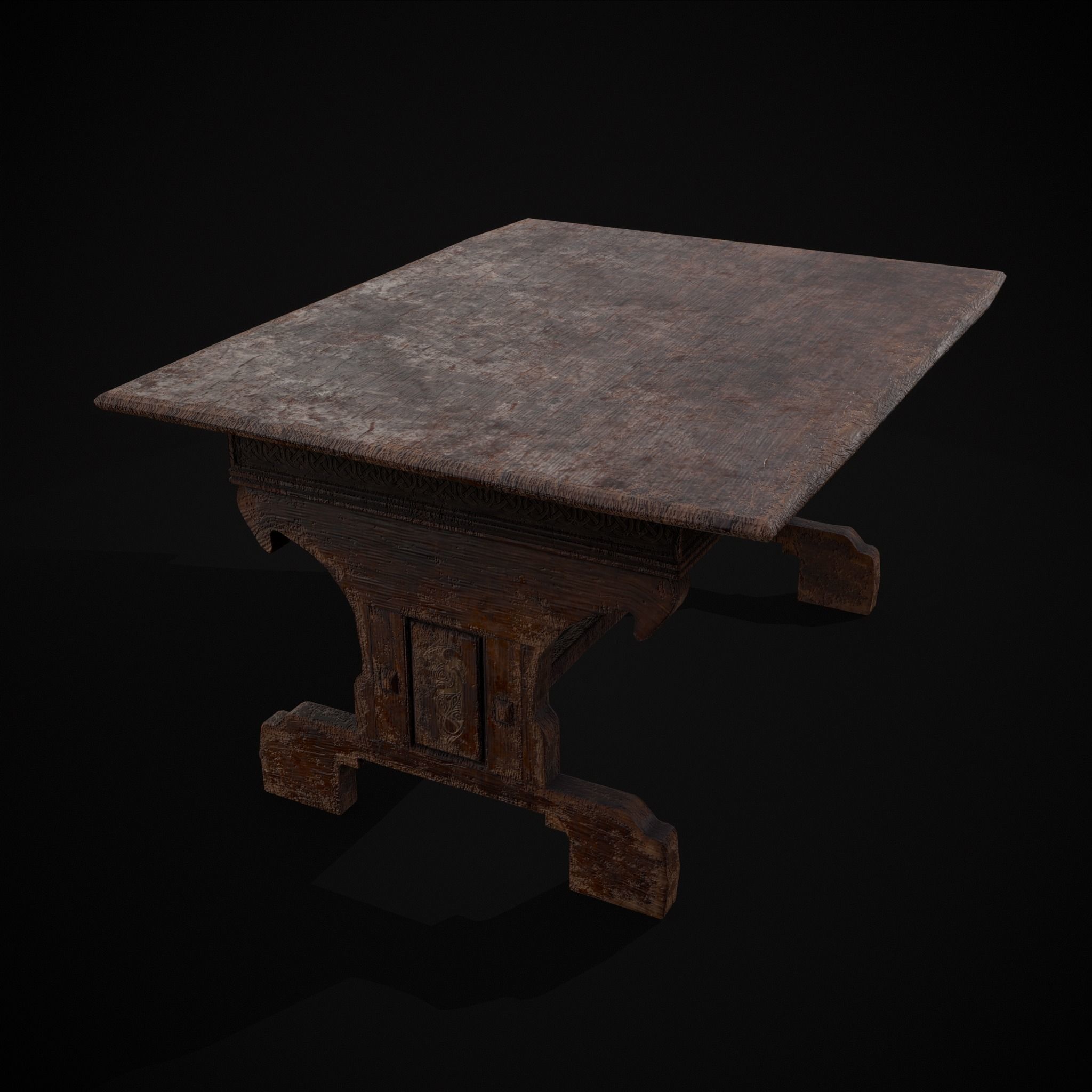 Rustic Elegant Medieval Reading Table Low-poly 3D model_22