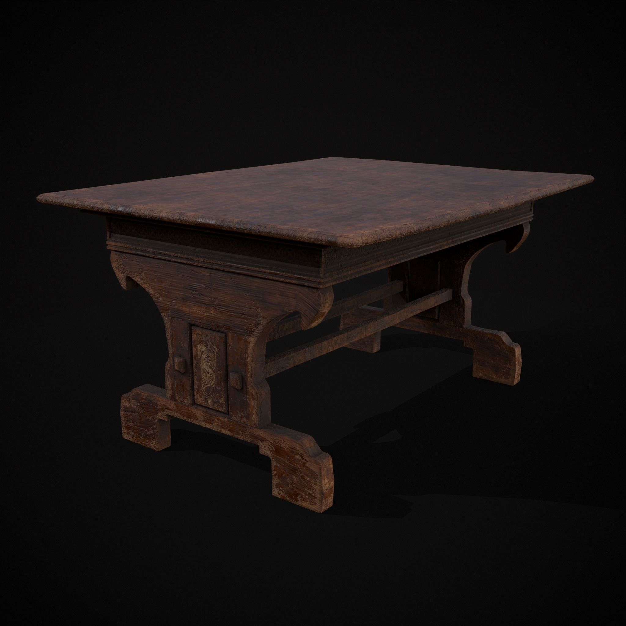 Rustic Elegant Medieval Reading Table Low-poly 3D model_30
