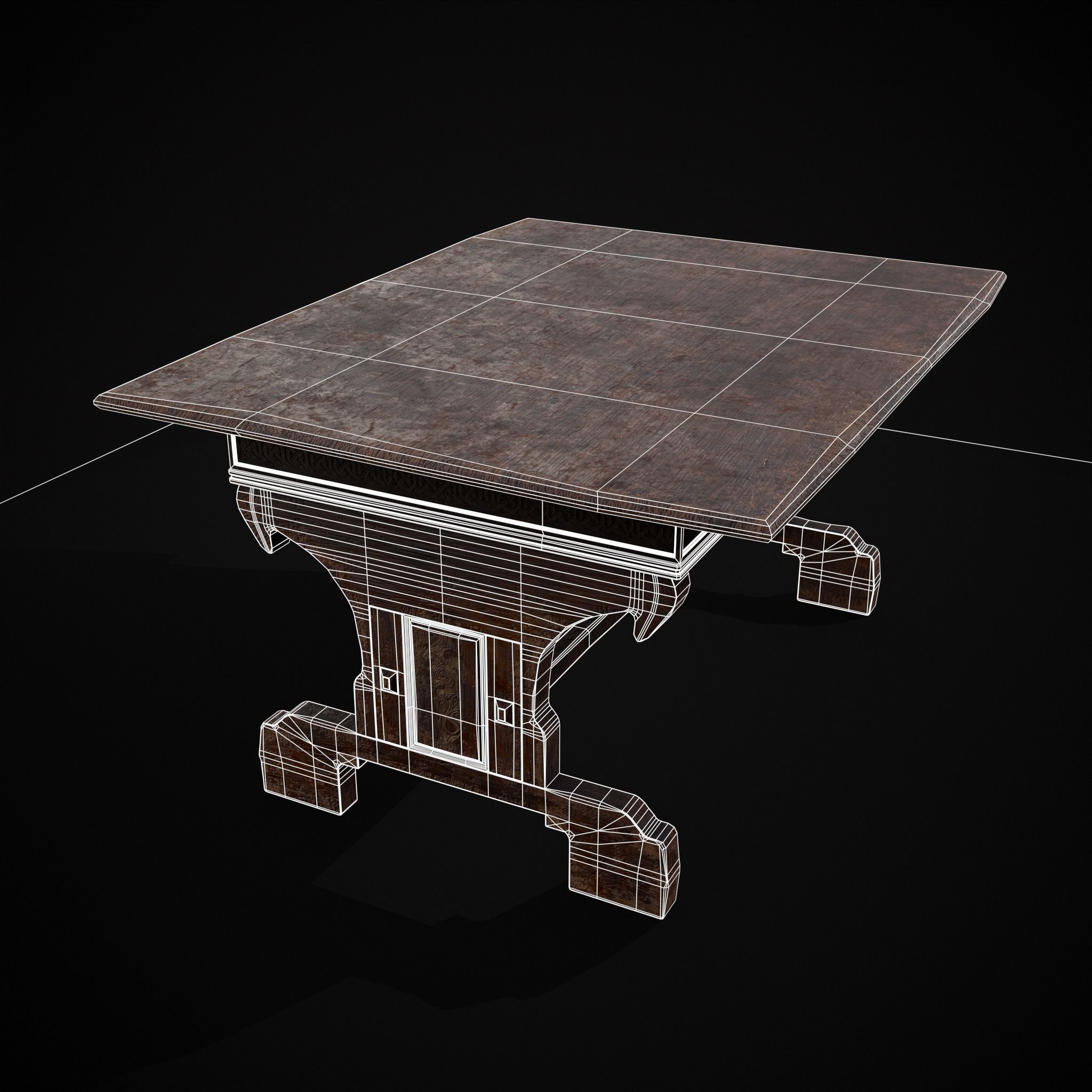 Rustic Elegant Medieval Reading Table Low-poly 3D model_23