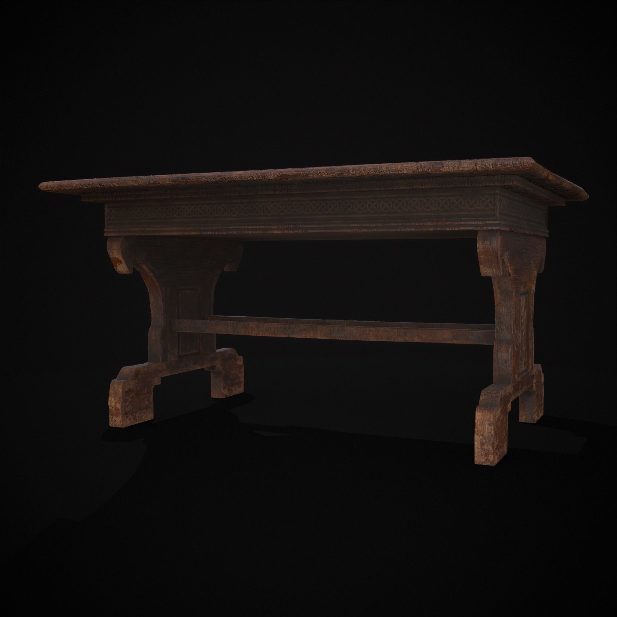 Rustic Elegant Medieval Reading Table Low-poly 3D model_10
