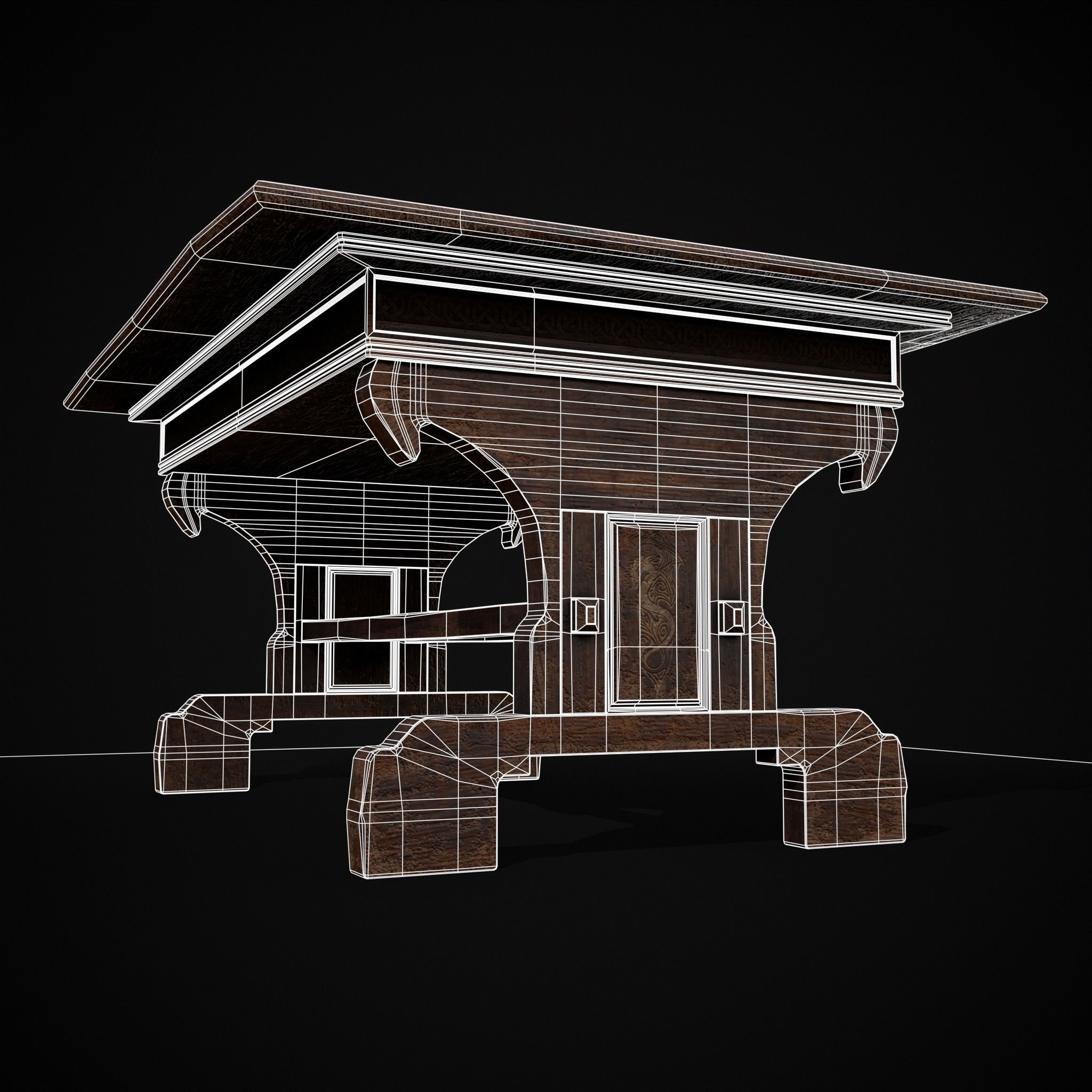 Rustic Elegant Medieval Reading Table Low-poly 3D model_3