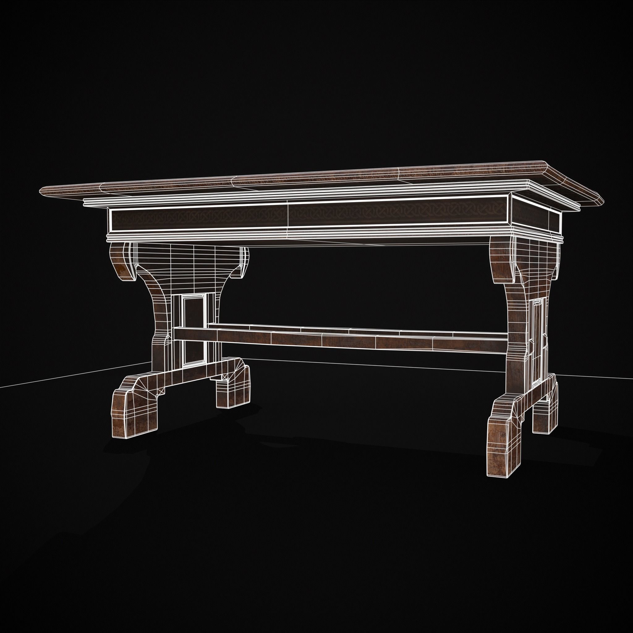Rustic Elegant Medieval Reading Table Low-poly 3D model_11