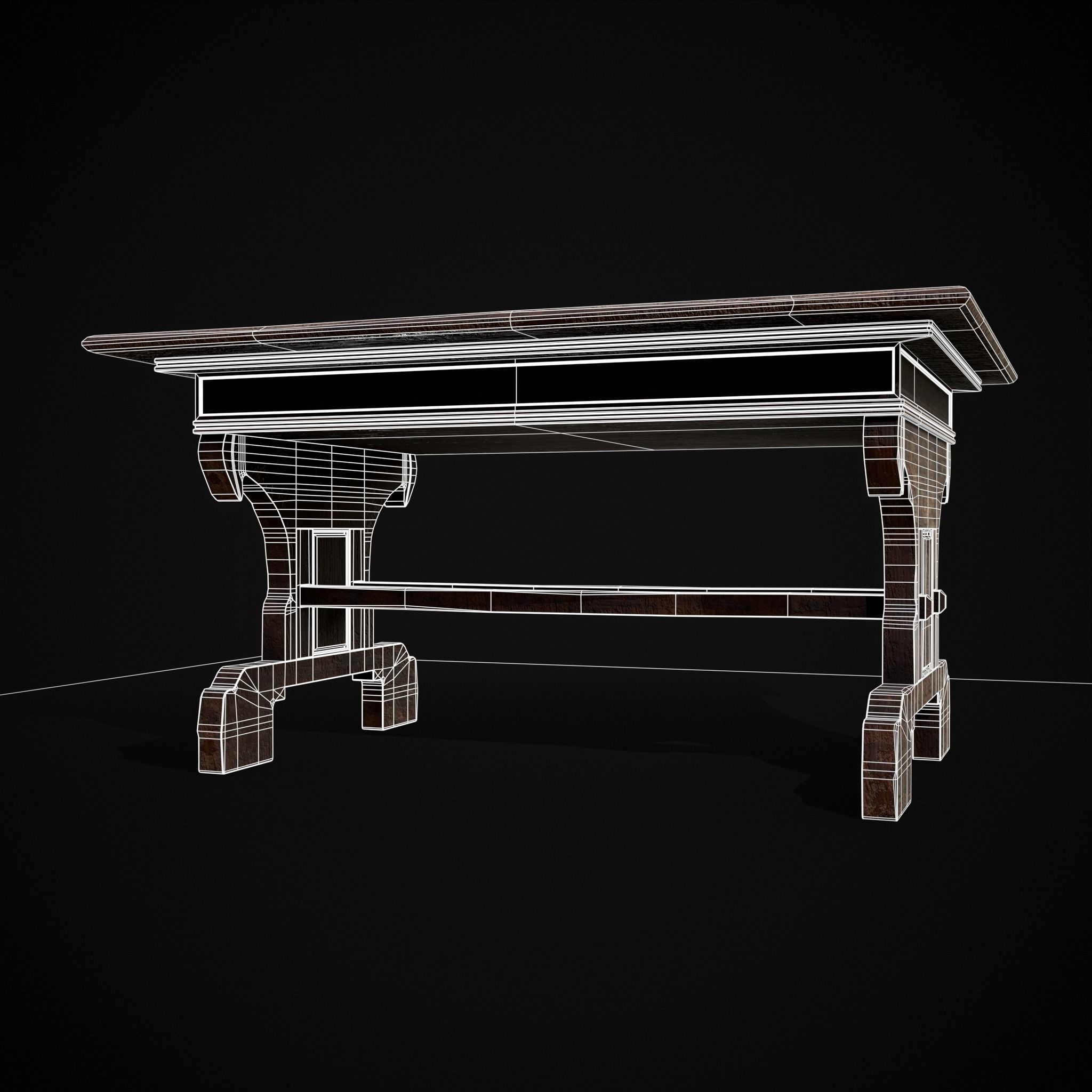 Rustic Elegant Medieval Reading Table Low-poly 3D model_25