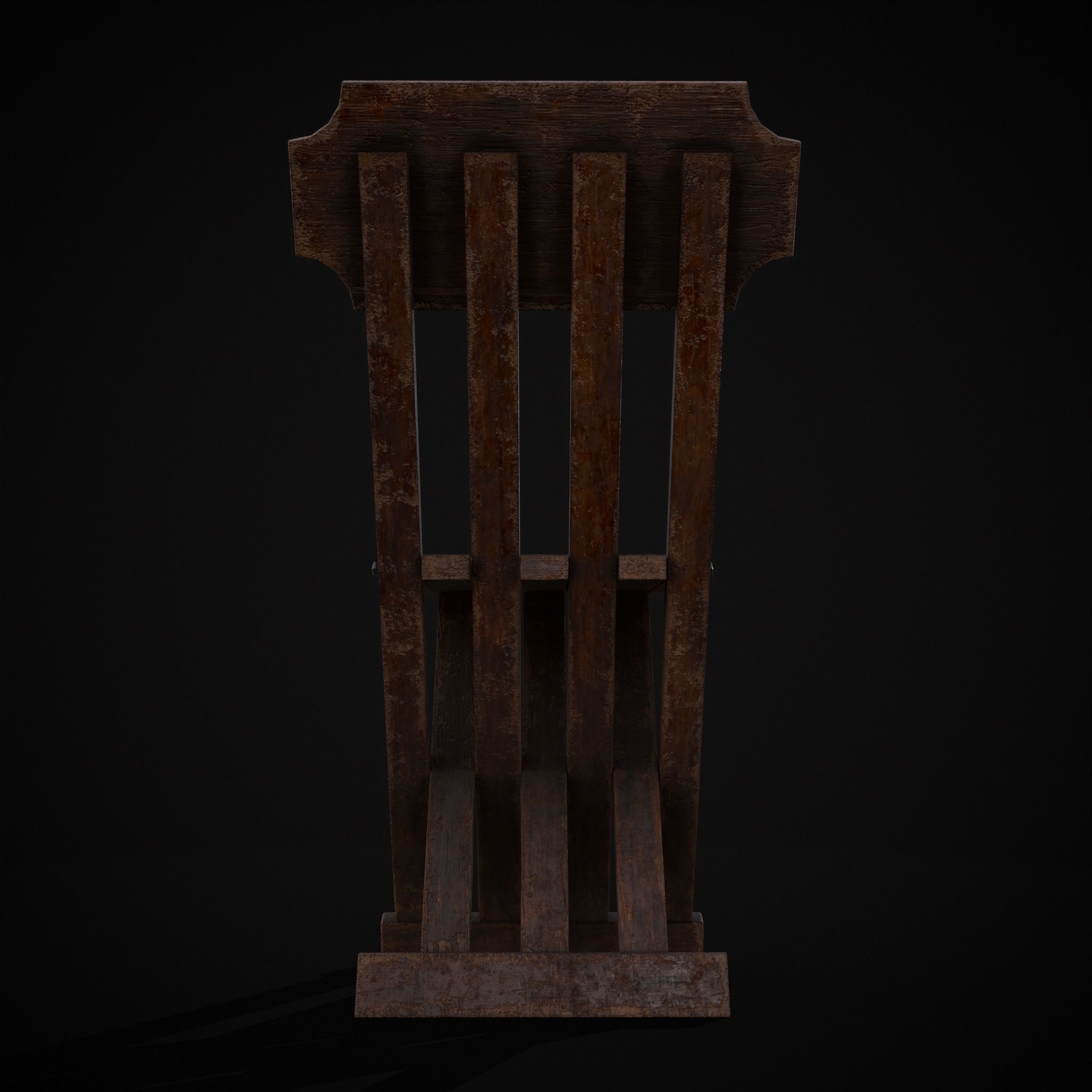 Rustic Medieval Folding Chair Low-poly 3D model_7