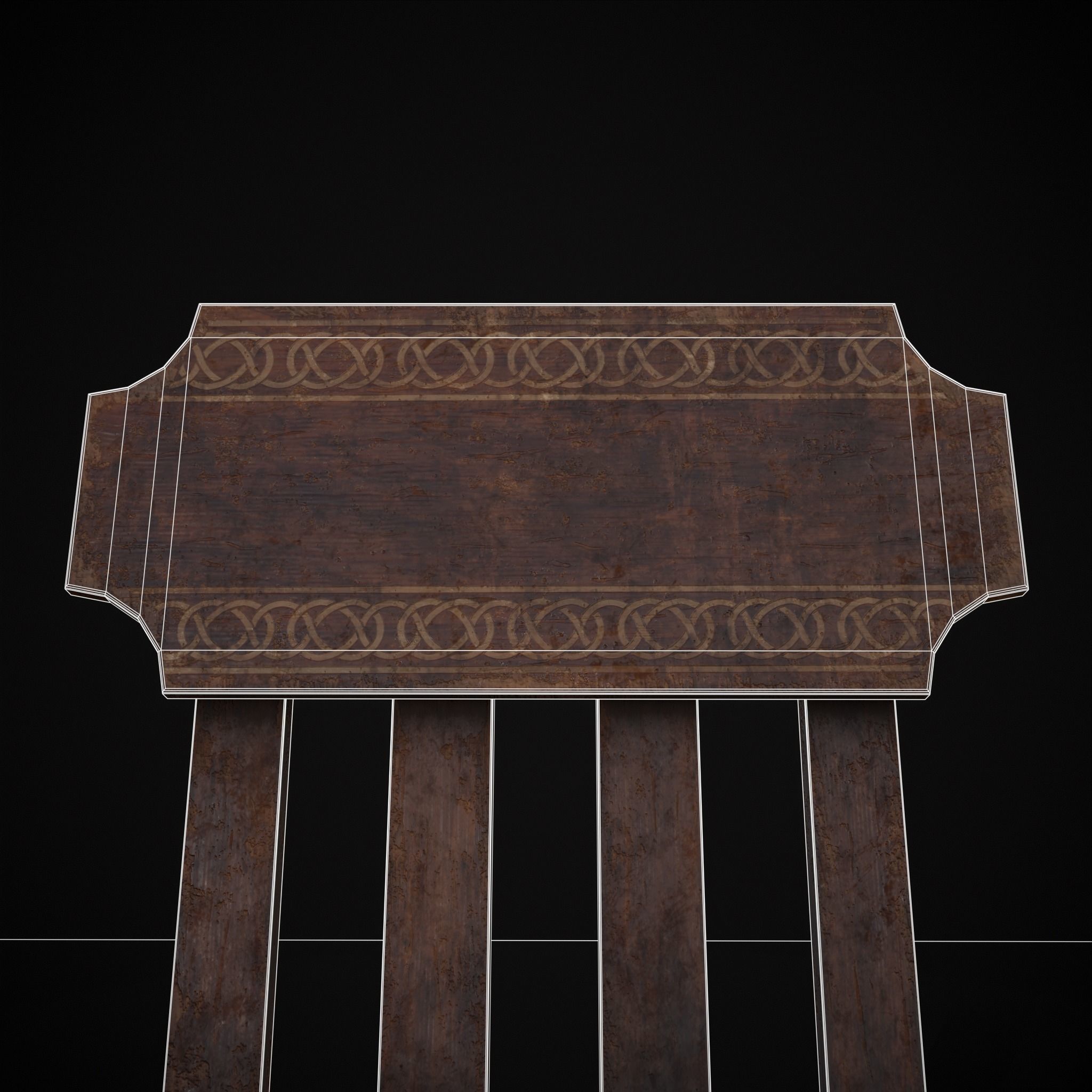 Rustic Medieval Folding Chair Low-poly 3D model_18