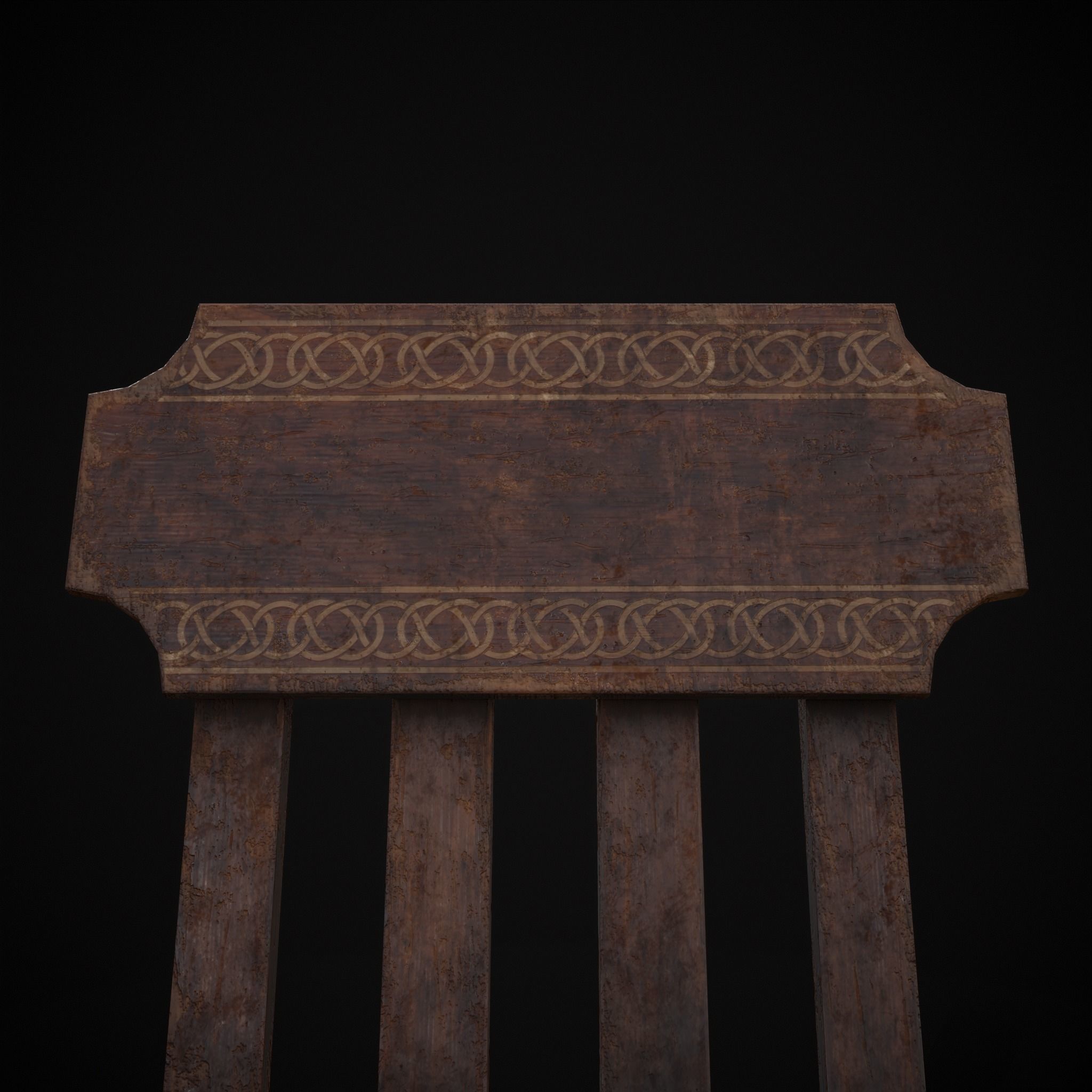 Rustic Medieval Folding Chair Low-poly 3D model_17