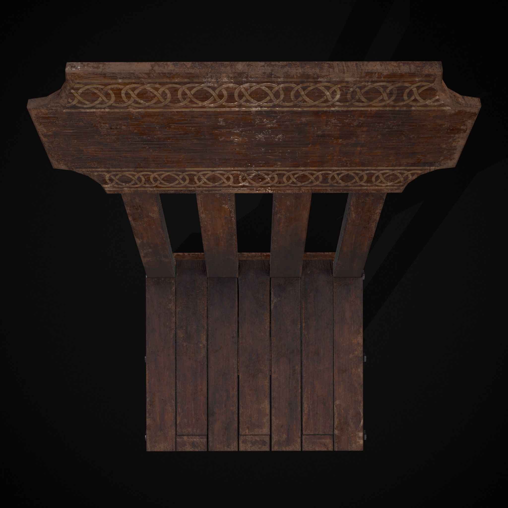 Rustic Medieval Folding Chair Low-poly 3D model_19