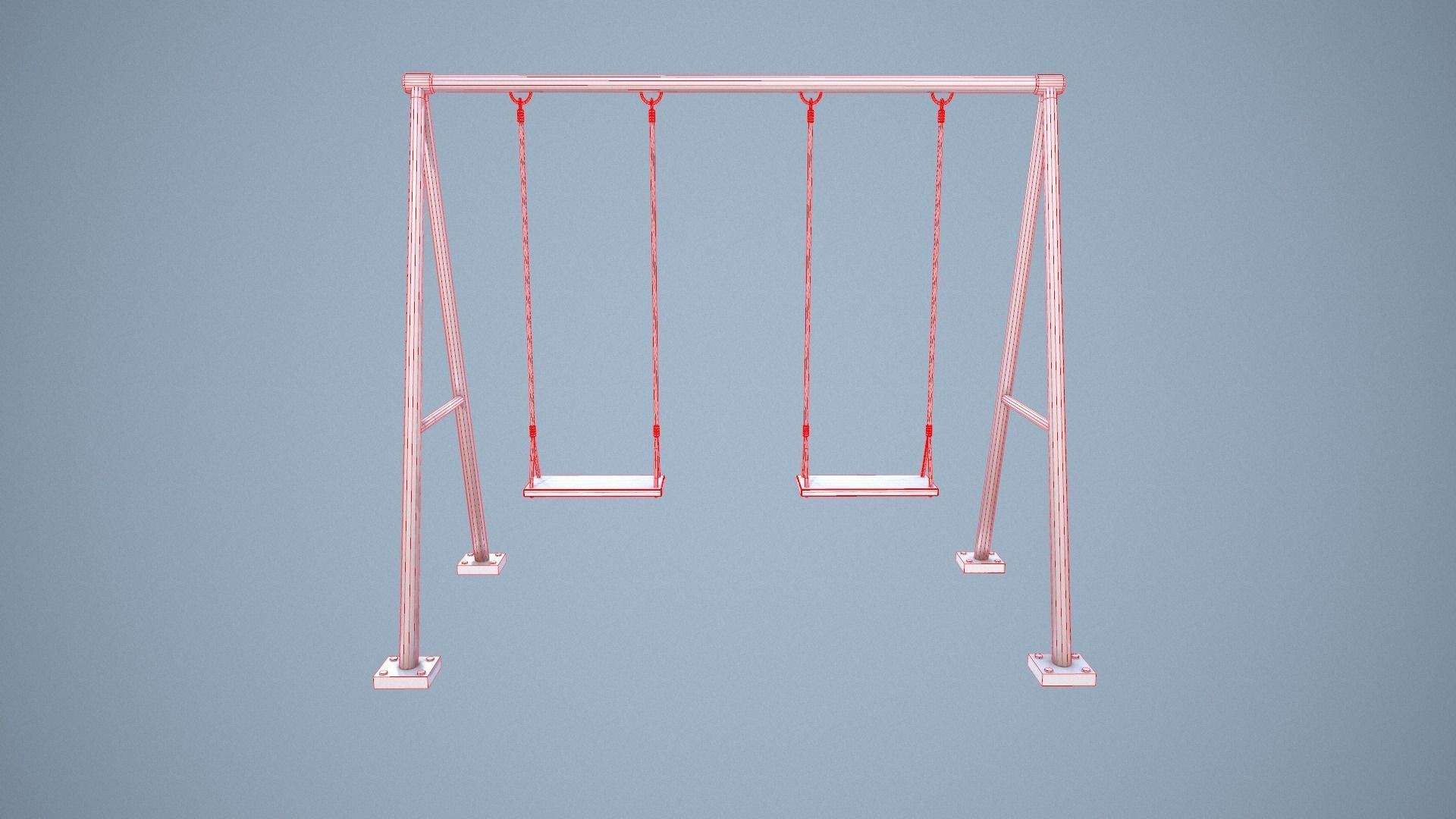 Metal animated swing  Low-poly 3D model_7